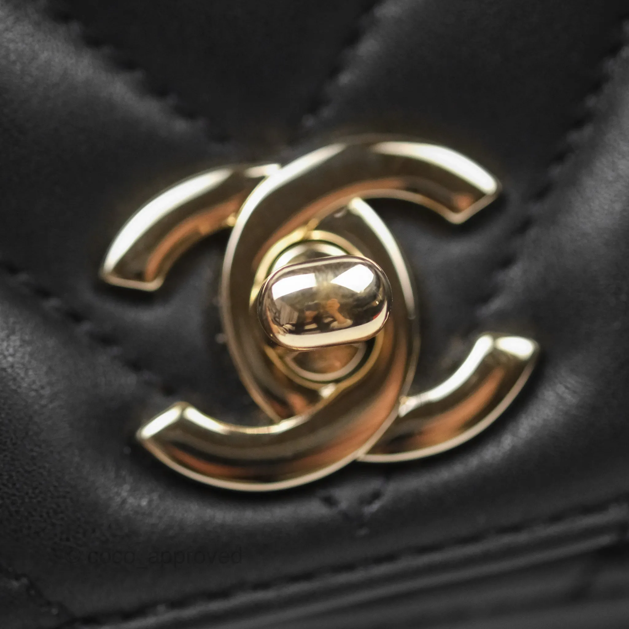 Chanel Small Statement Chevron Flap Bag Black Gold Hardware