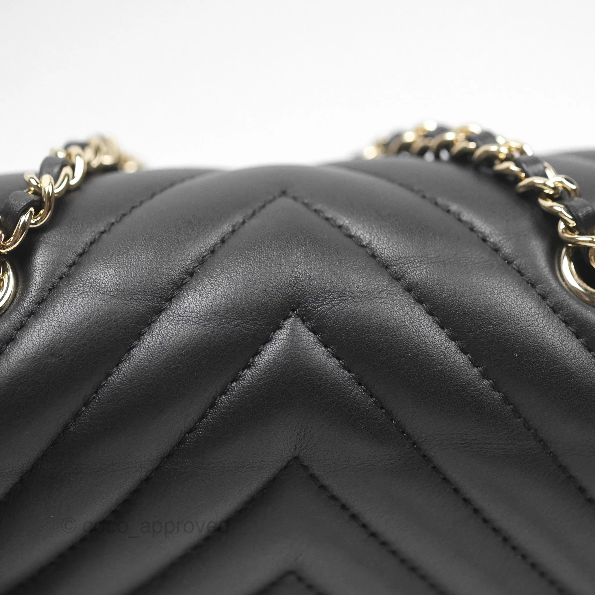 Chanel Small Statement Chevron Flap Bag Black Gold Hardware