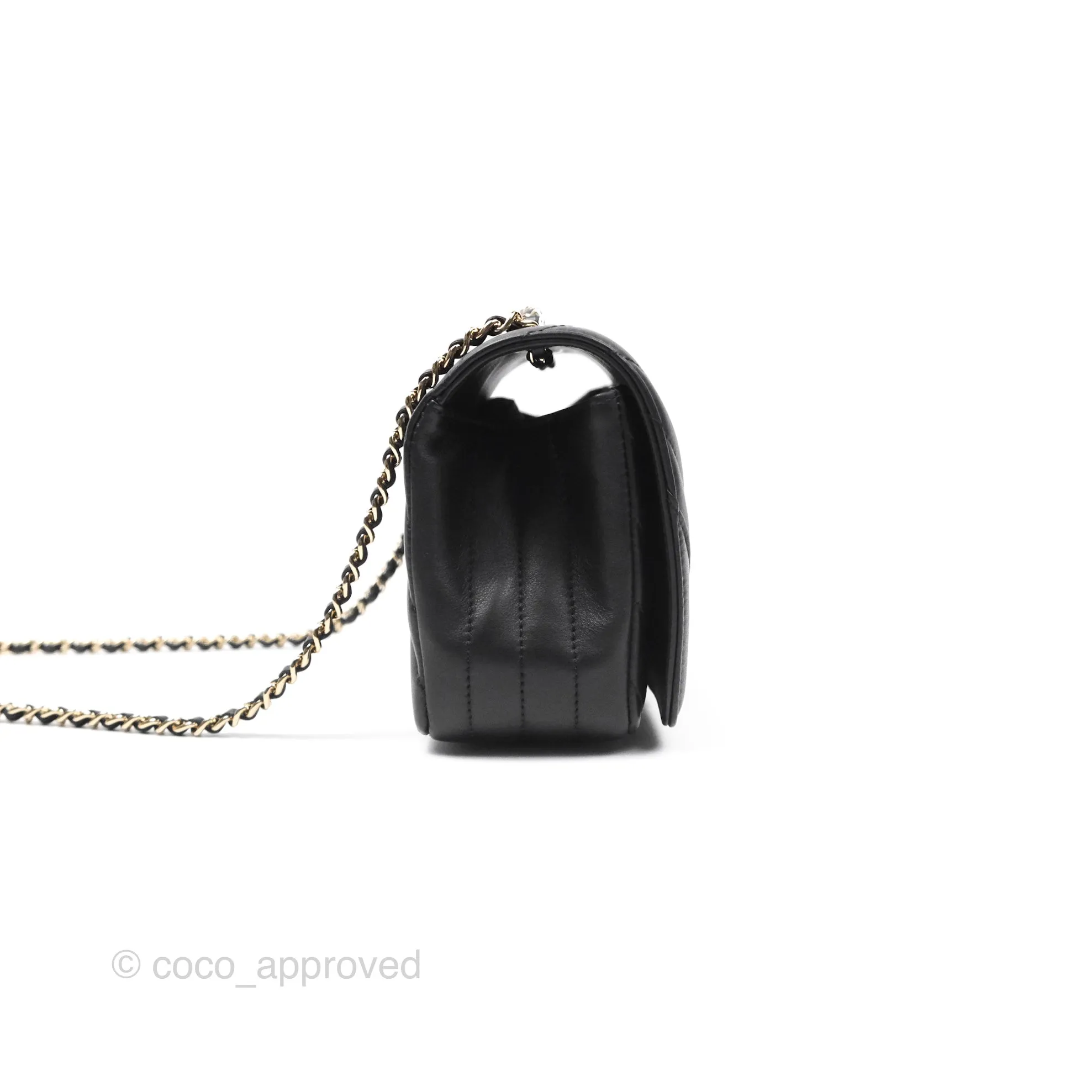 Chanel Small Statement Chevron Flap Bag Black Gold Hardware