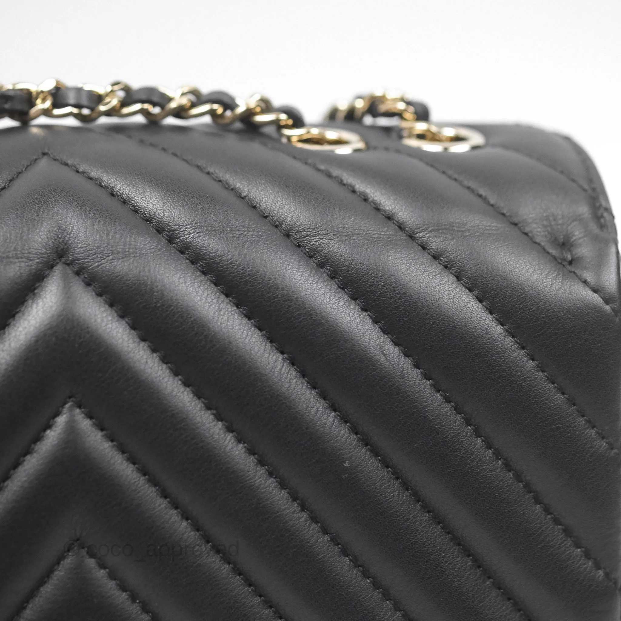 Chanel Small Statement Chevron Flap Bag Black Gold Hardware