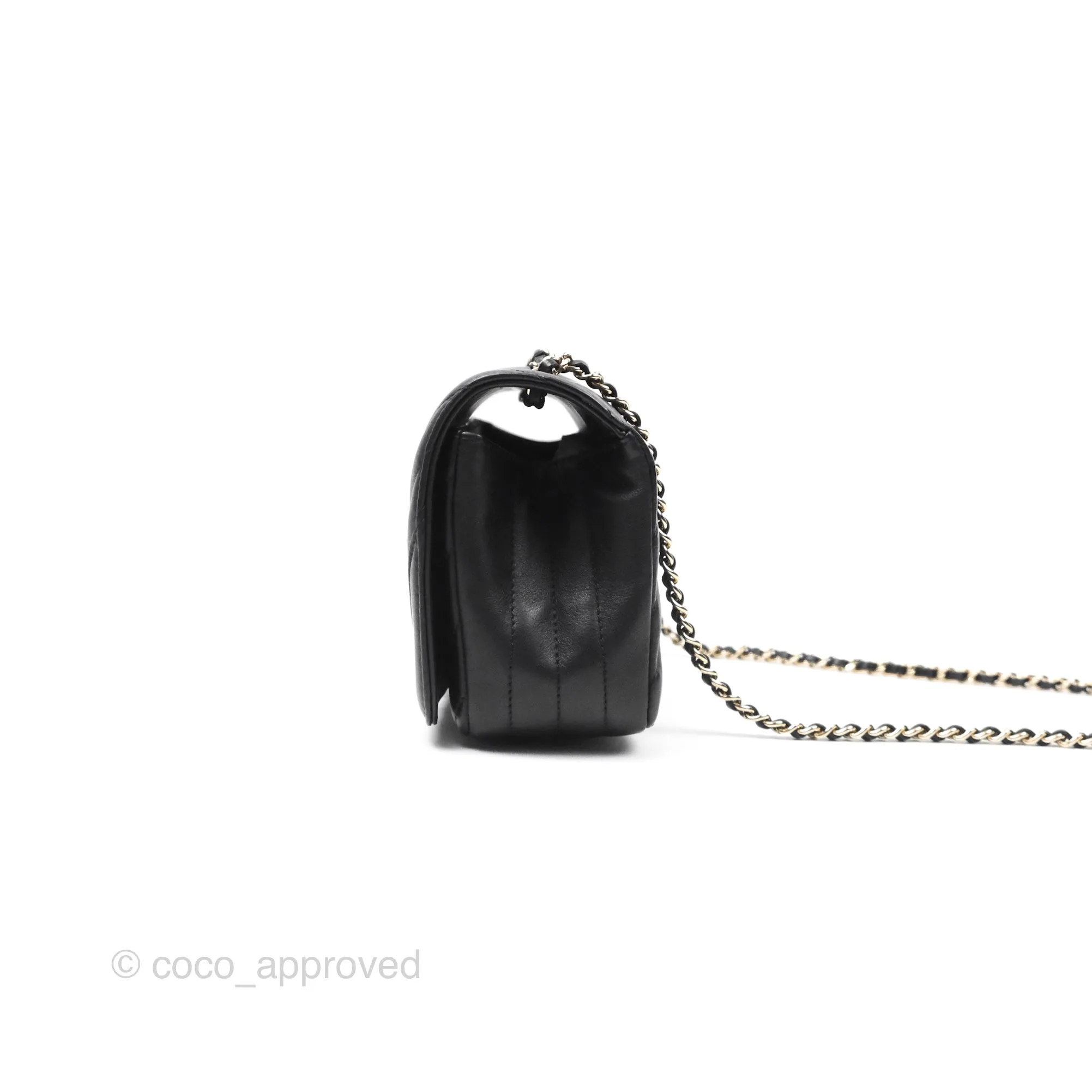 Chanel Small Statement Chevron Flap Bag Black Gold Hardware