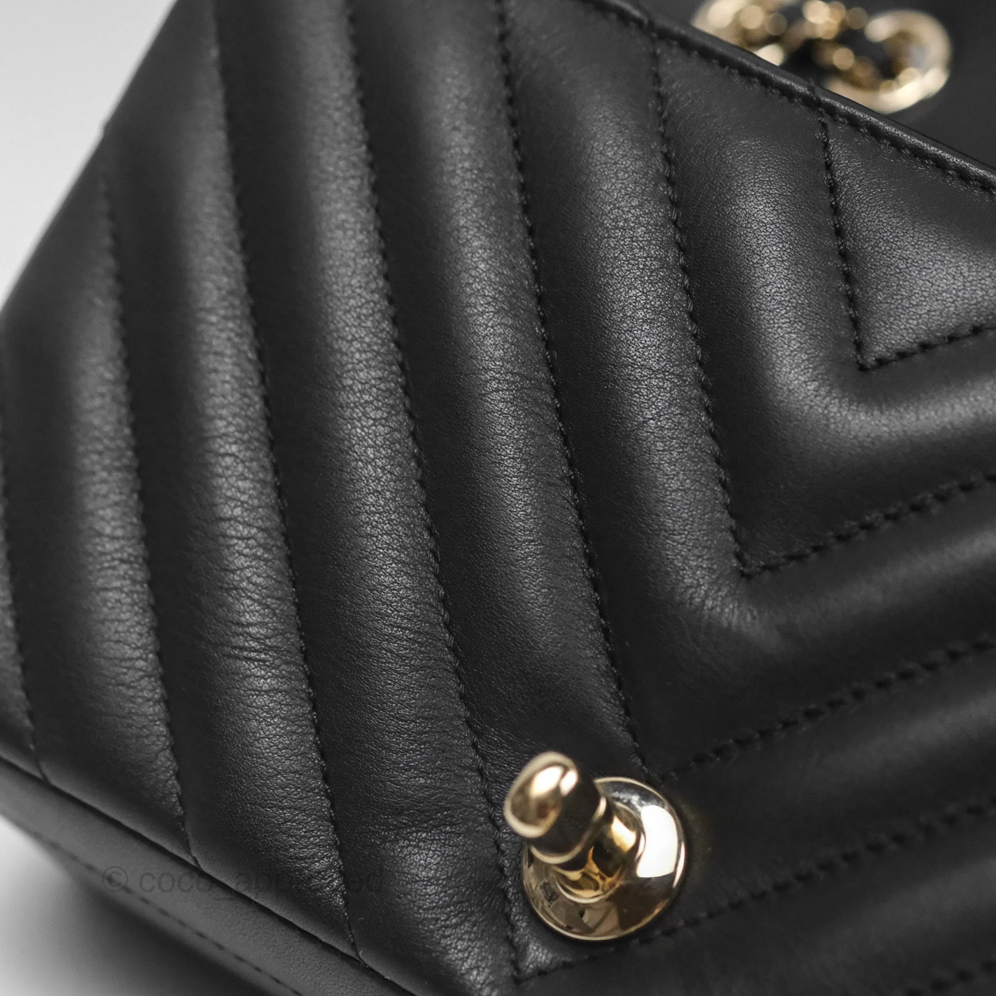 Chanel Small Statement Chevron Flap Bag Black Gold Hardware