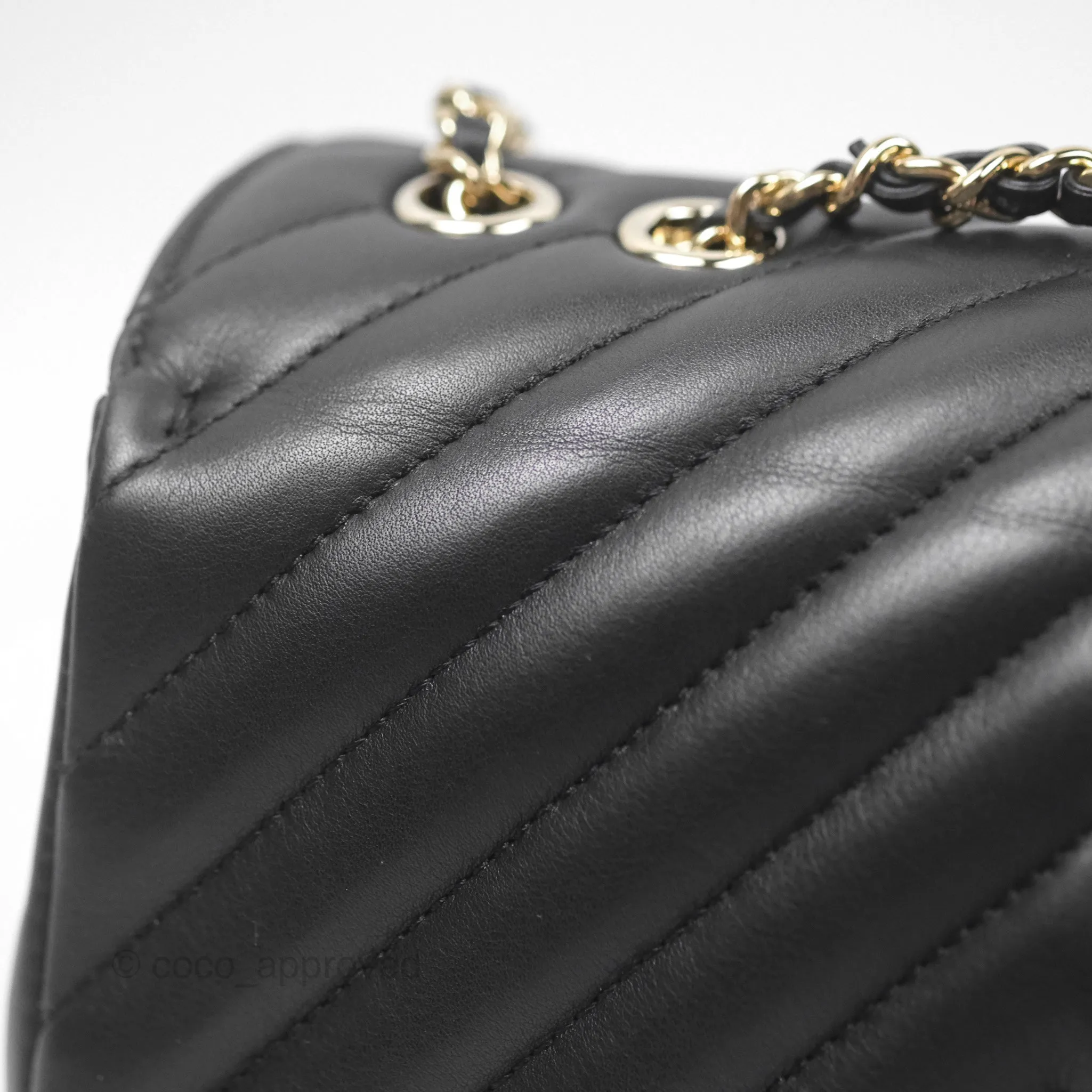 Chanel Small Statement Chevron Flap Bag Black Gold Hardware