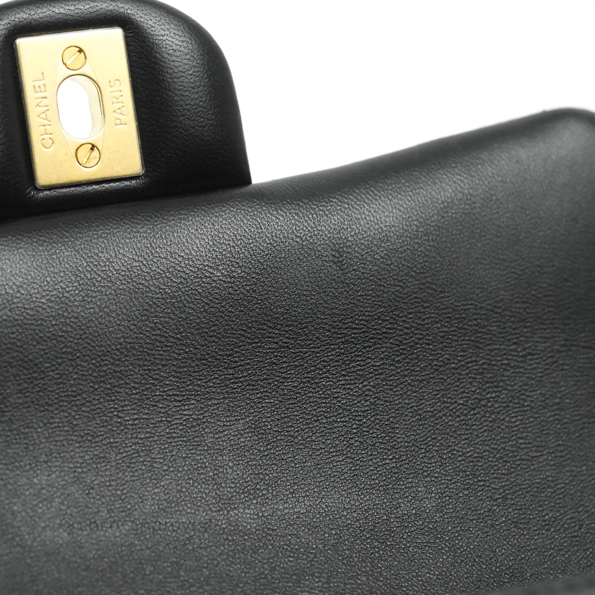 Chanel Top Handle Mini Rectangular Flap Bag Black Lambskin Aged Gold Hardware