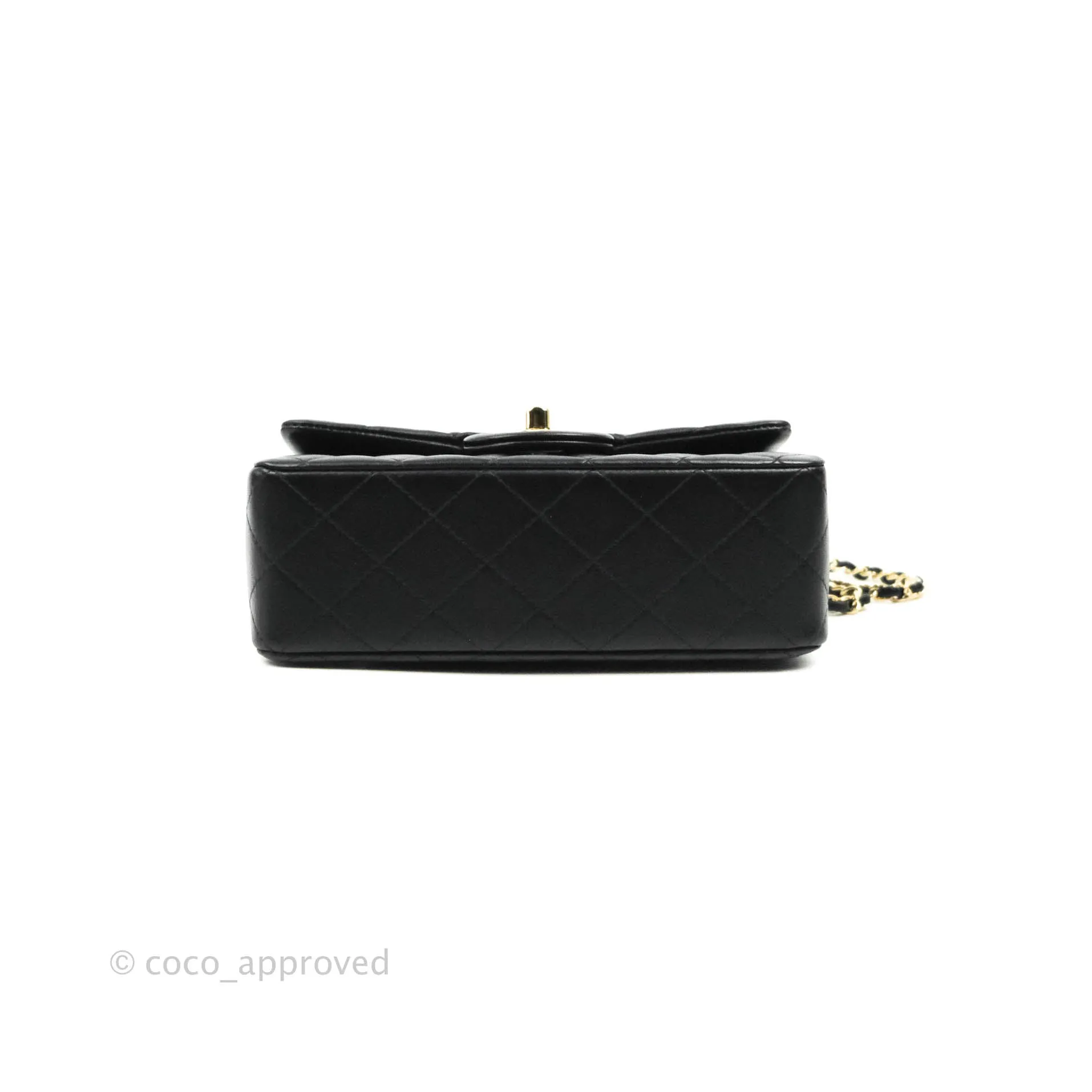 Chanel Top Handle Mini Rectangular Flap Bag Black Lambskin Gold Hardware