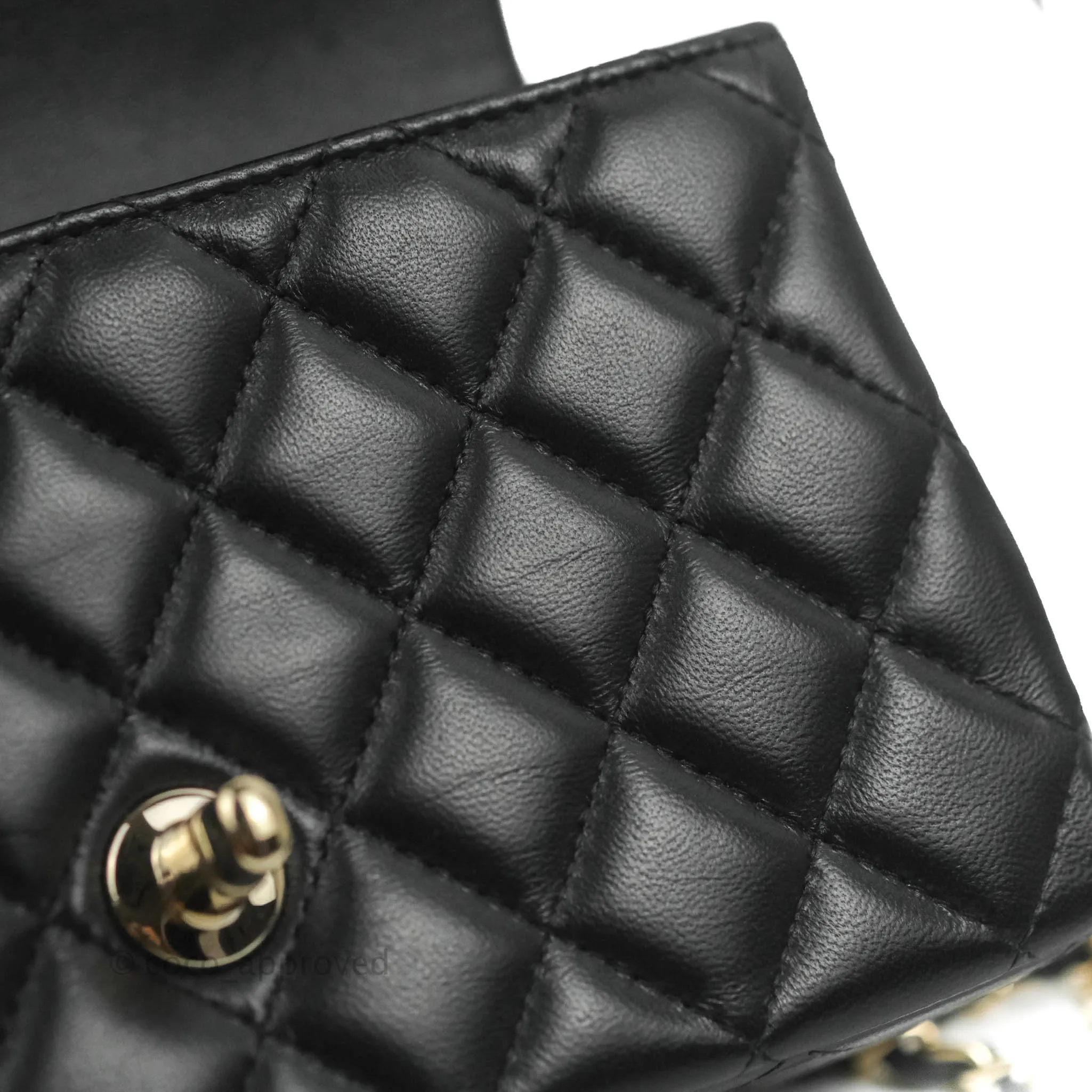 Chanel Top Handle Mini Rectangular Flap Bag Black Lambskin Gold Hardware