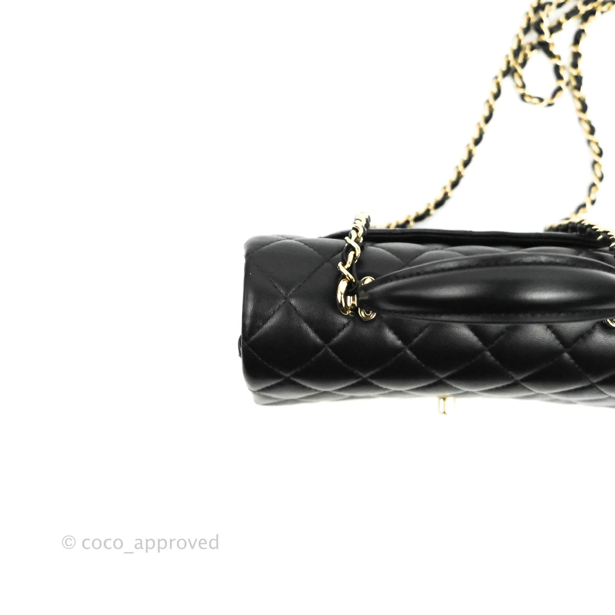 Chanel Top Handle Mini Rectangular Flap Bag Black Lambskin Gold Hardware