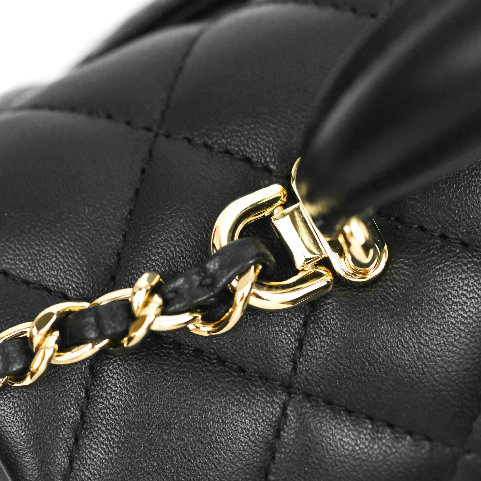Chanel Top Handle Mini Rectangular Flap Bag Black Lambskin Gold Hardware