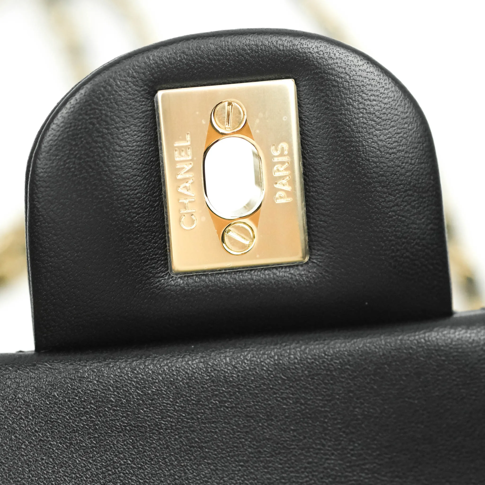Chanel Top Handle Mini Rectangular Flap Bag Black Lambskin Gold Hardware