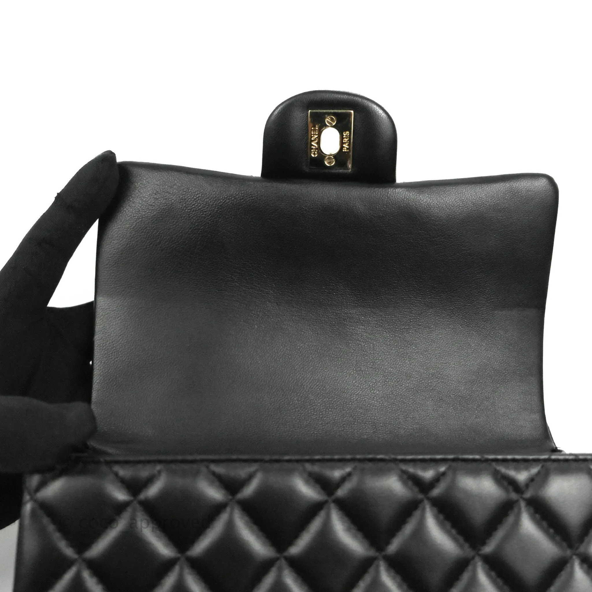 Chanel Top Handle Mini Rectangular Flap Bag Black Lambskin Gold Hardware