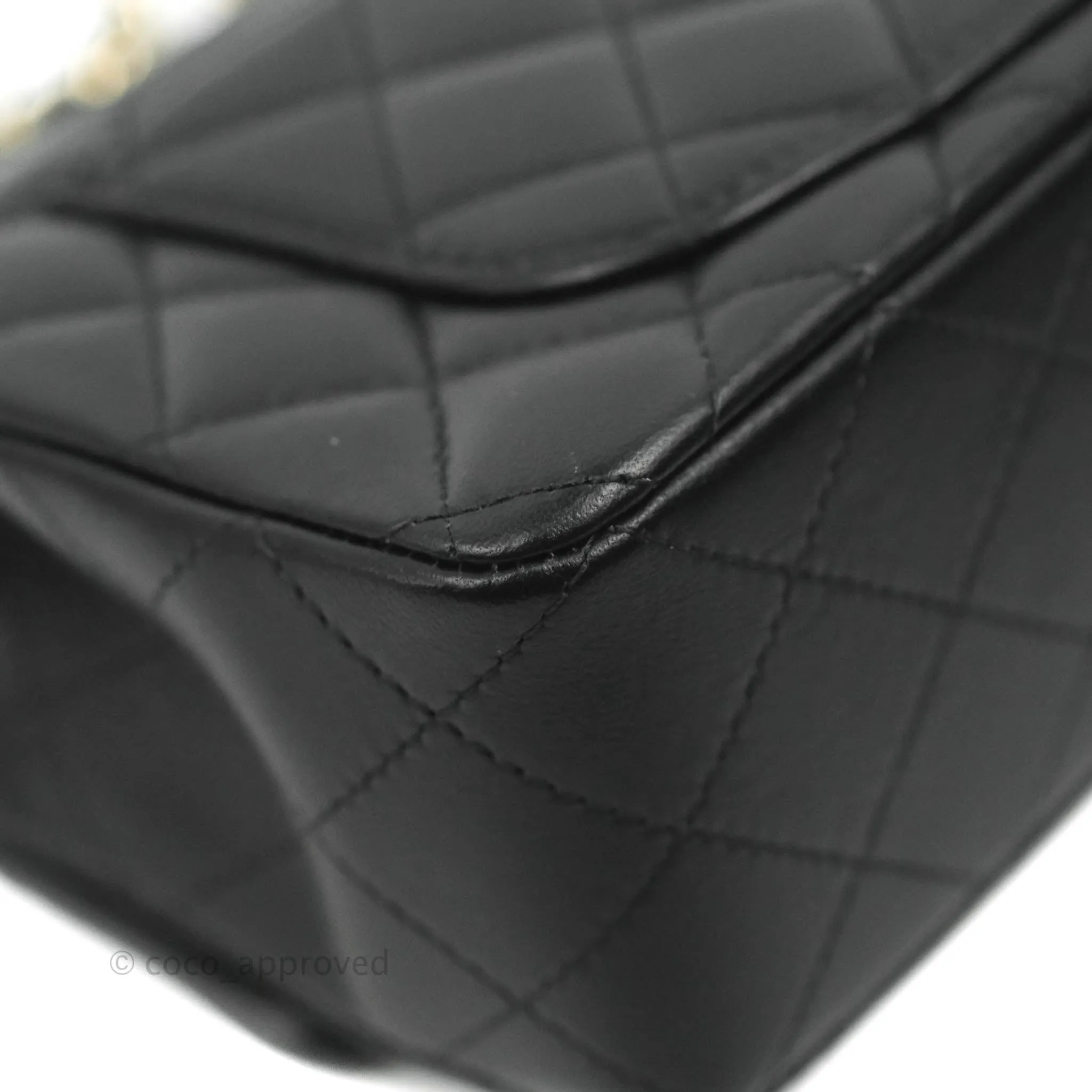 Chanel Top Handle Mini Rectangular Flap Bag Black Lambskin Gold Hardware