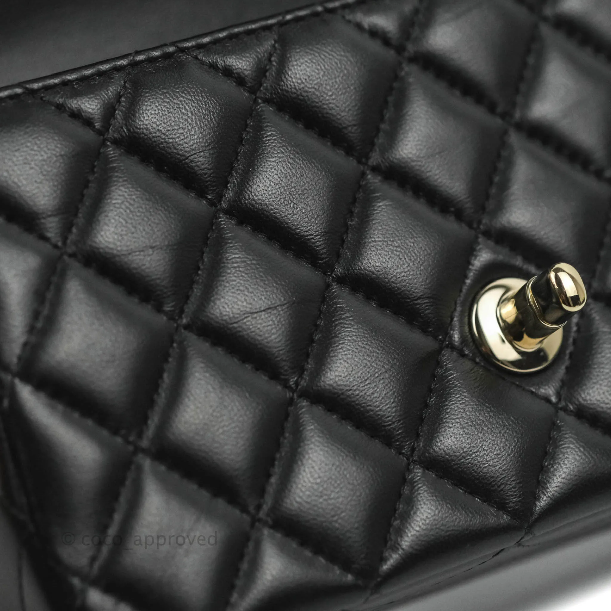 Chanel Top Handle Mini Rectangular Flap Bag Black Lambskin Gold Hardware