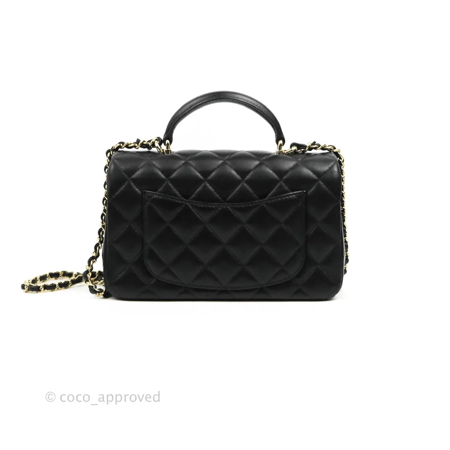 Chanel Top Handle Mini Rectangular Flap Bag Black Lambskin Gold Hardware