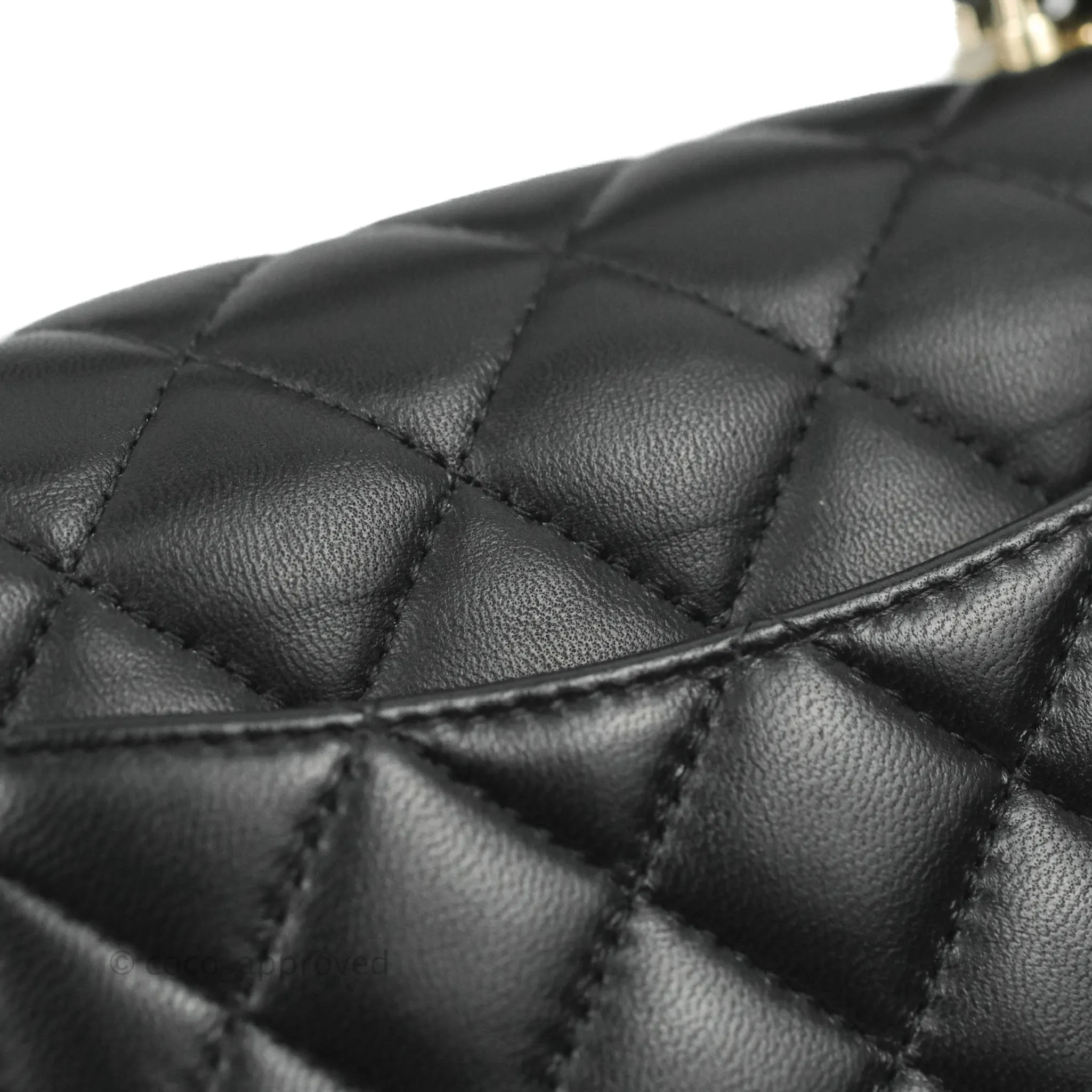Chanel Top Handle Mini Rectangular Flap Bag Black Lambskin Gold Hardware