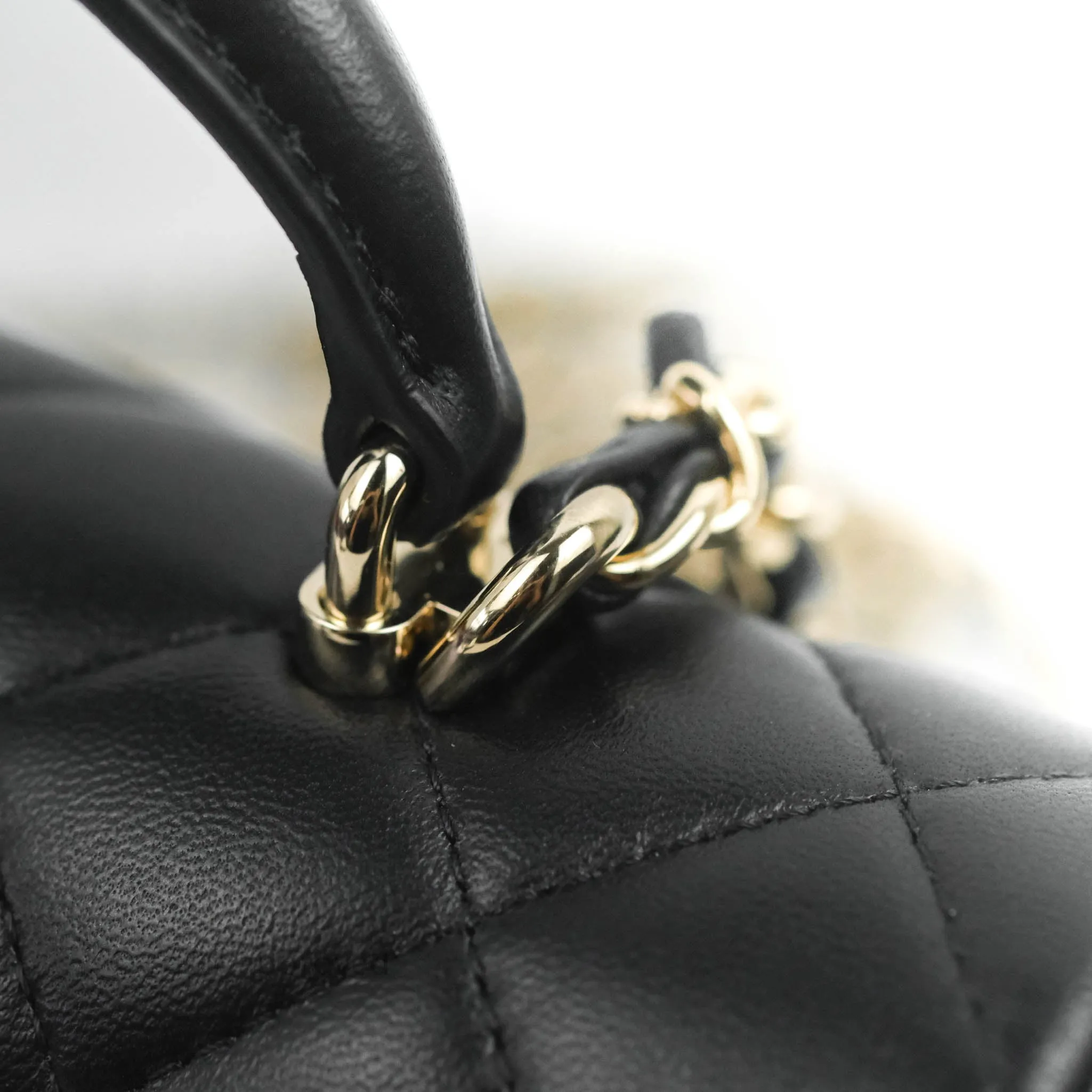 Chanel Top Handle Mini Rectangular Flap Bag Black Lambskin Gold Hardware