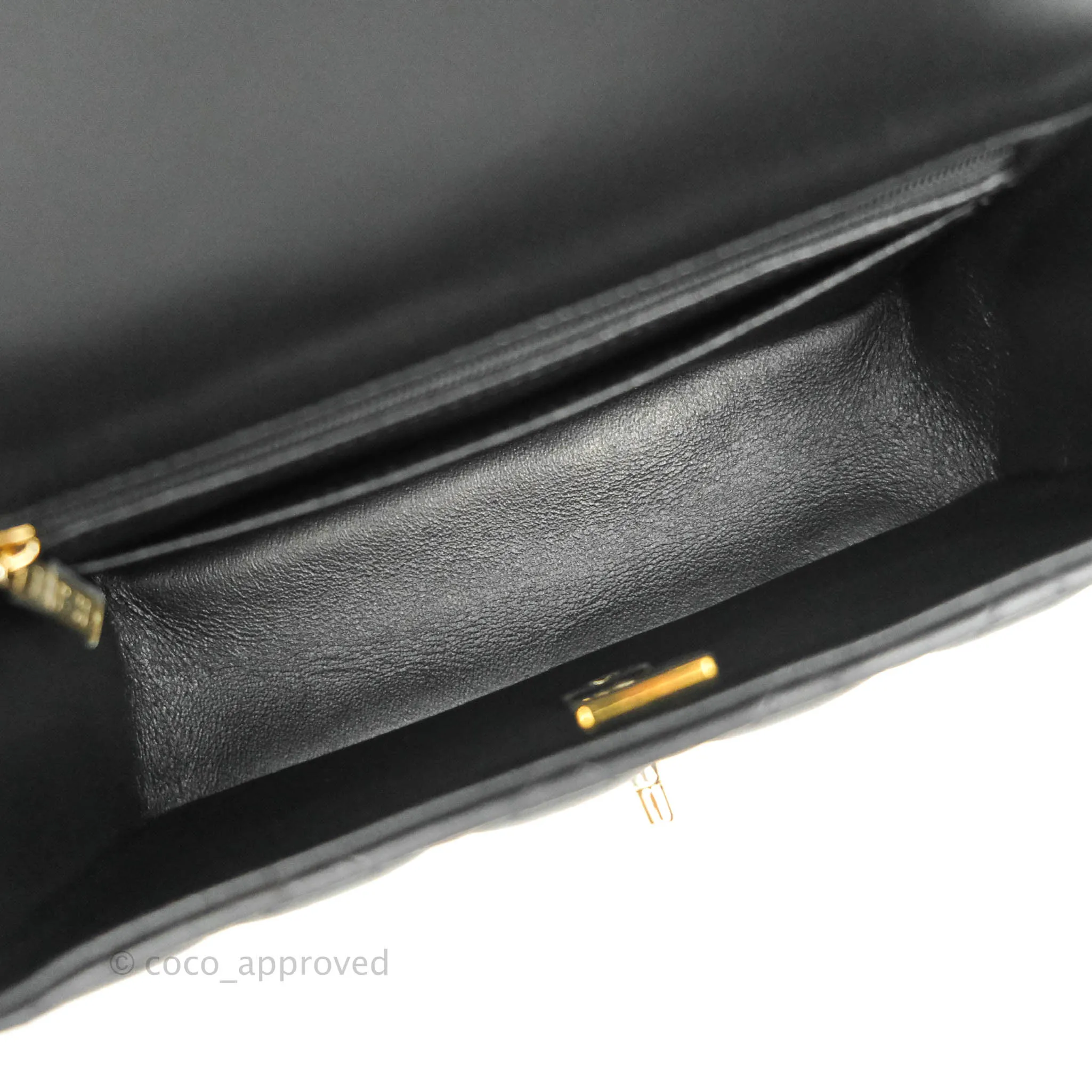 Chanel Top Handle Mini Rectangular Flap Bag Black Lambskin Gold Hardware