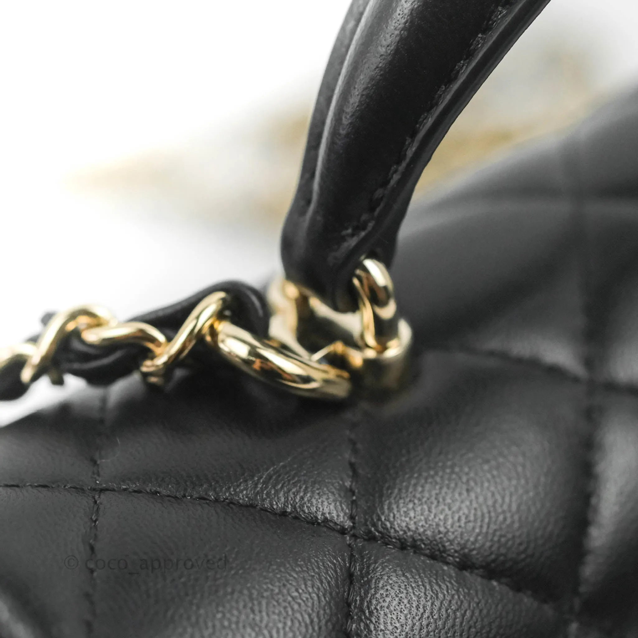 Chanel Top Handle Mini Rectangular Flap Bag Black Lambskin Gold Hardware