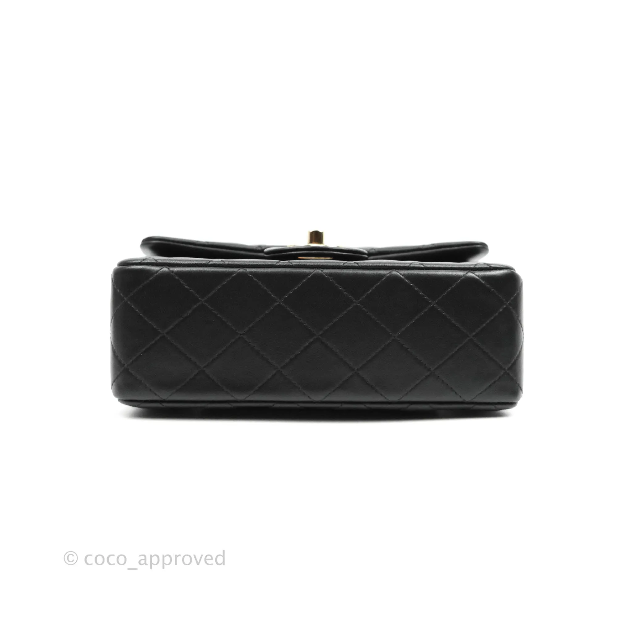 Chanel Top Handle Mini Rectangular Flap Bag Black Lambskin Gold Hardware