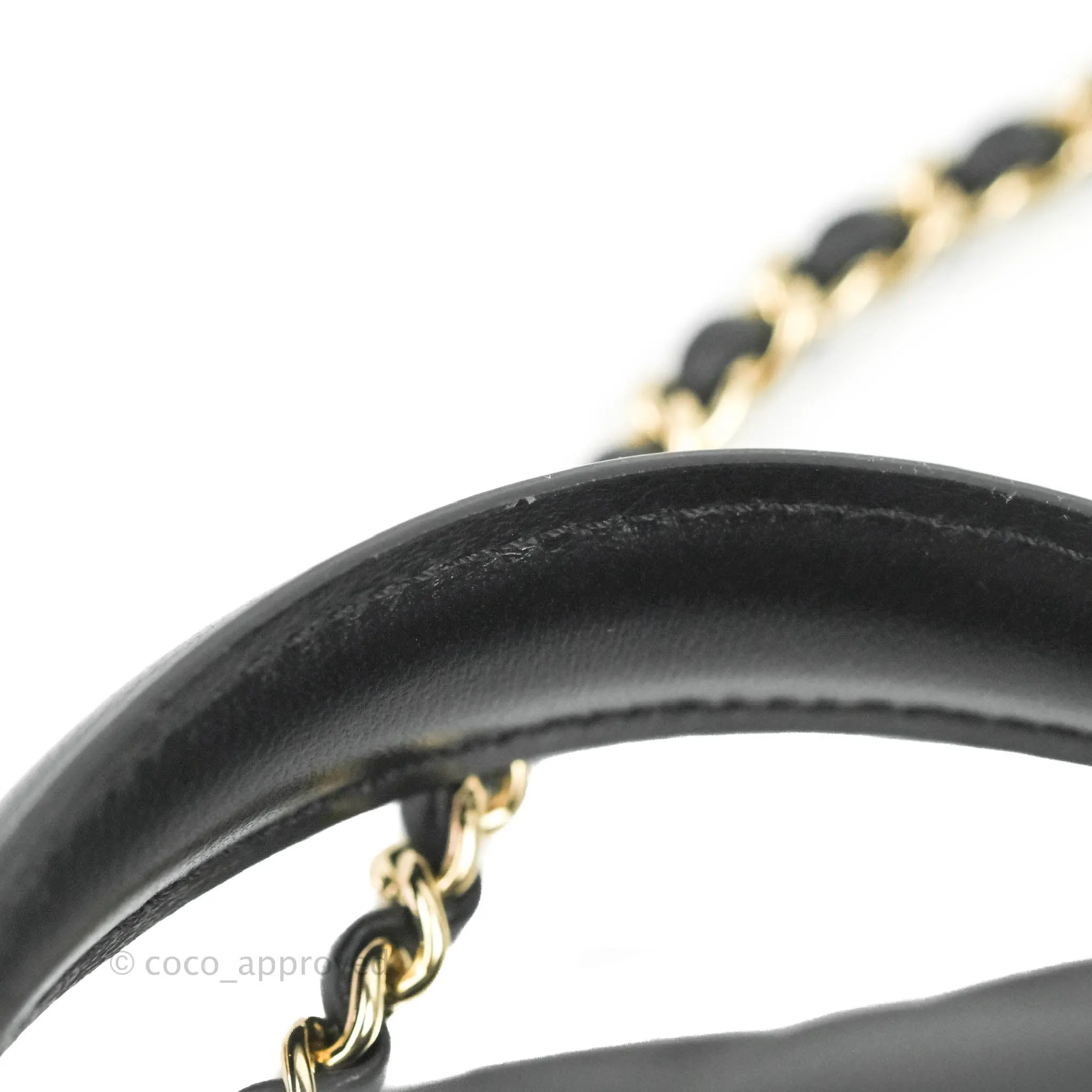 Chanel Top Handle Mini Rectangular Flap Bag Black Lambskin Gold Hardware