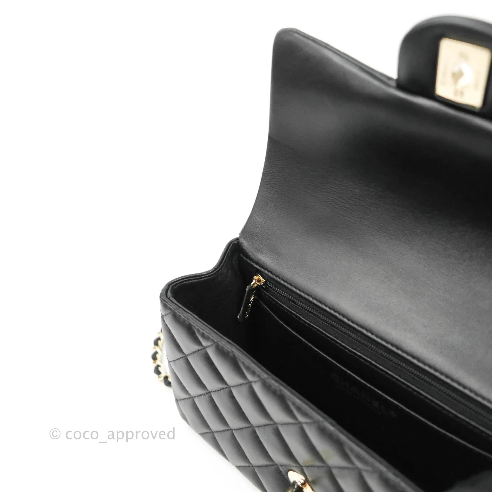 Chanel Top Handle Mini Rectangular Flap Bag Black Lambskin Gold Hardware