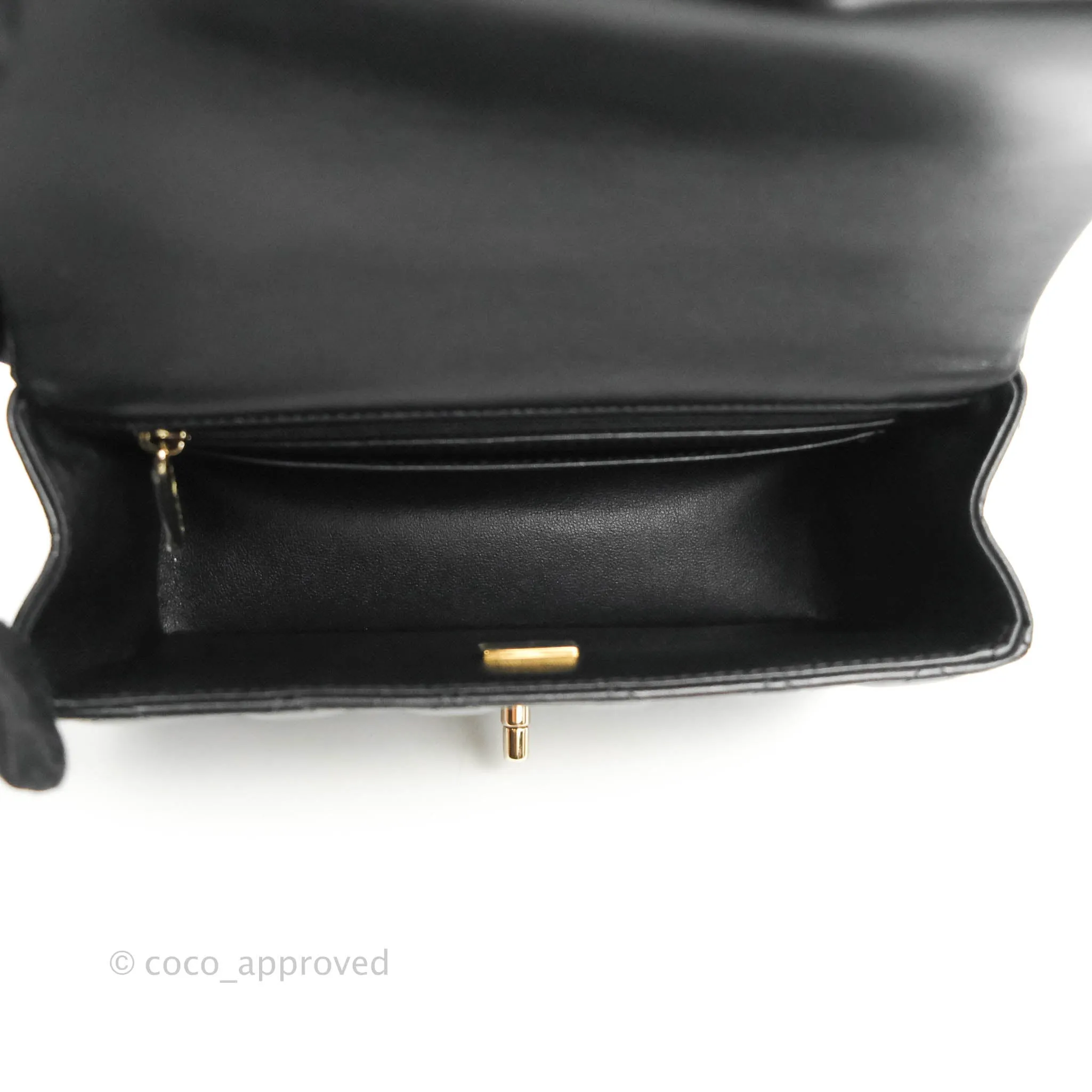 Chanel Top Handle Mini Rectangular Flap Bag Black Lambskin Gold Hardware