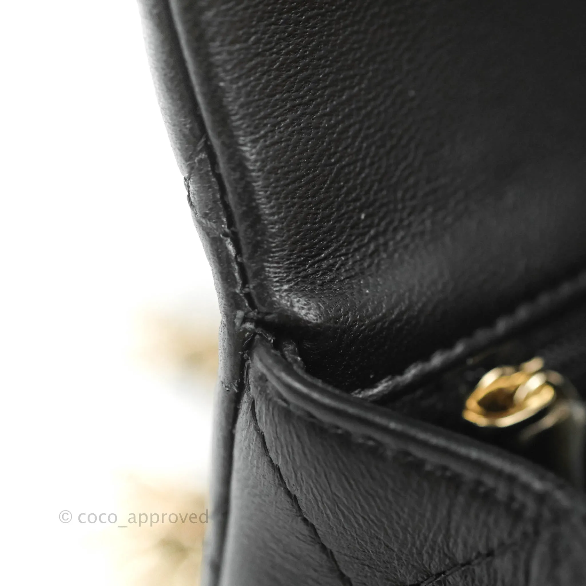 Chanel Top Handle Mini Rectangular Flap Bag Black Lambskin Gold Hardware