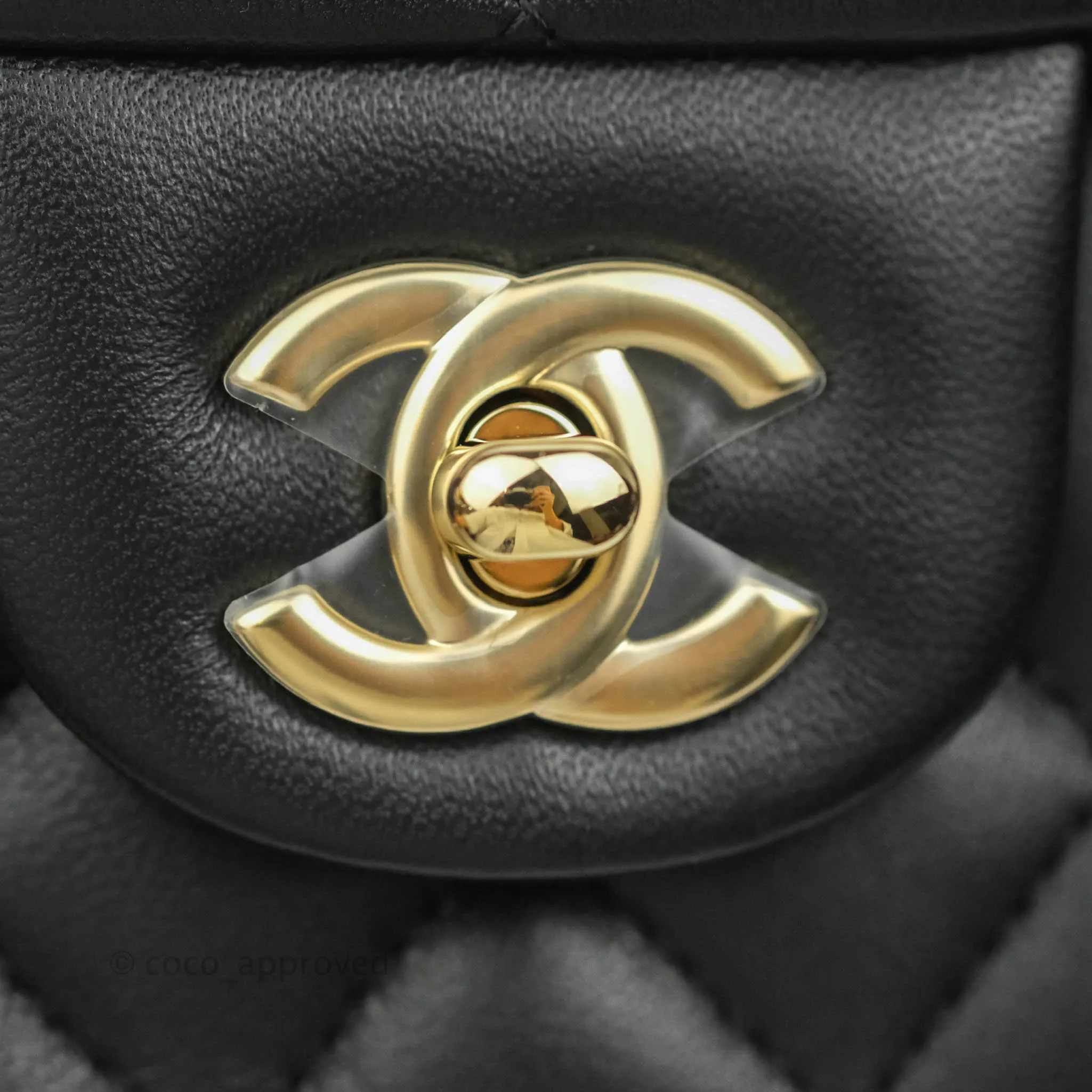 Chanel Top Handle Mini Rectangular Flap Bag Black Lambskin Gold Hardware