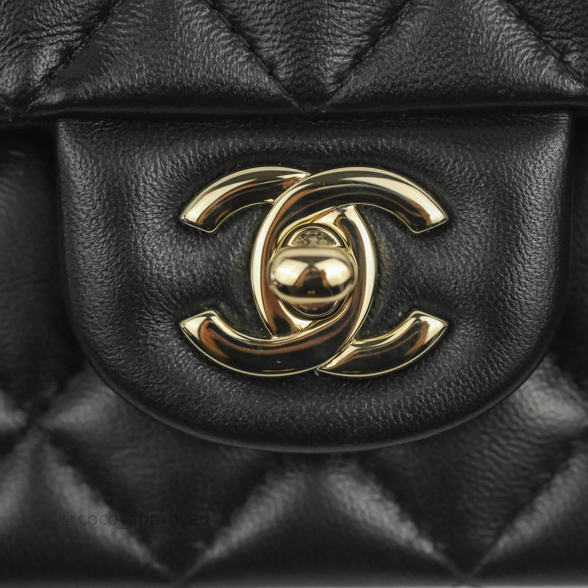 Chanel Top Handle Mini Rectangular Flap Bag Black Lambskin Gold Hardware