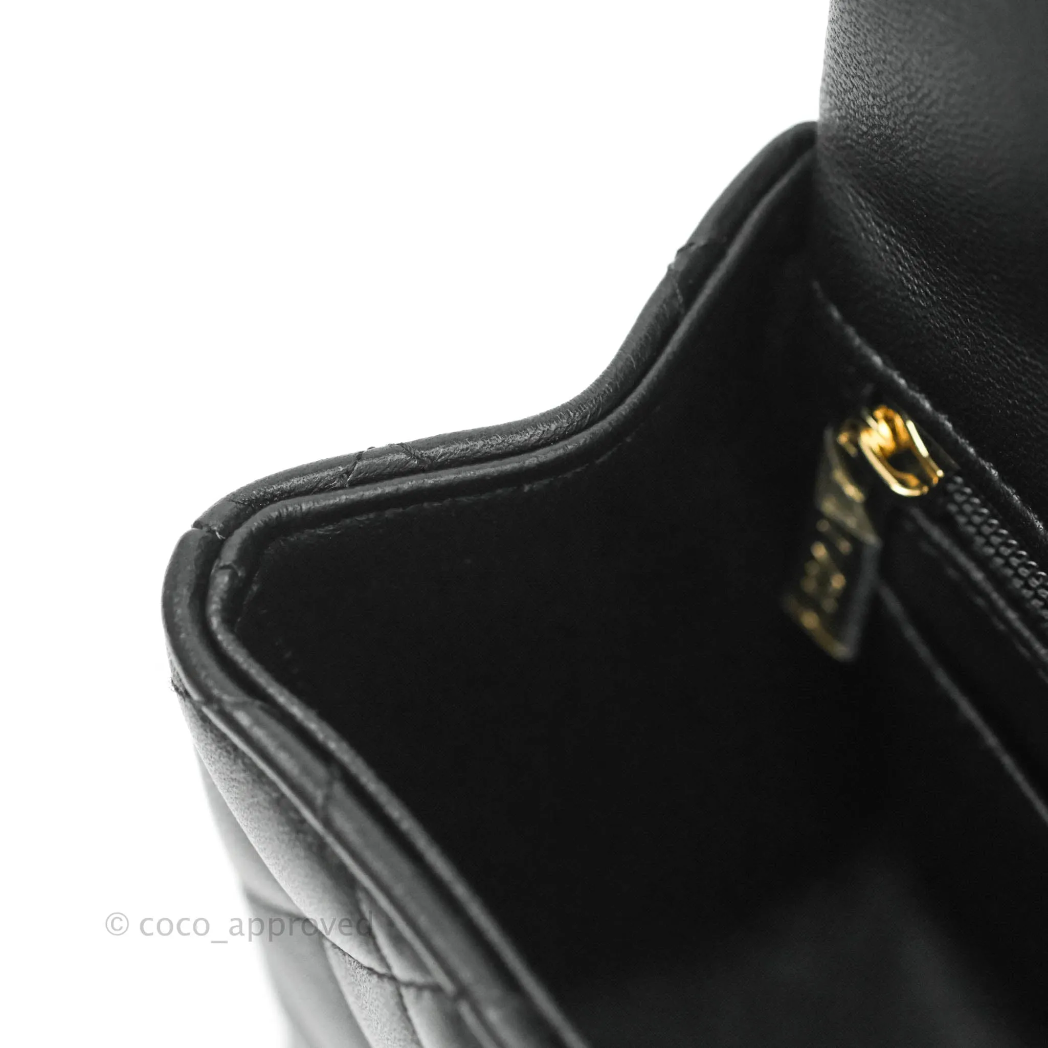 Chanel Top Handle Mini Rectangular Flap Bag Black Lambskin Gold Hardware