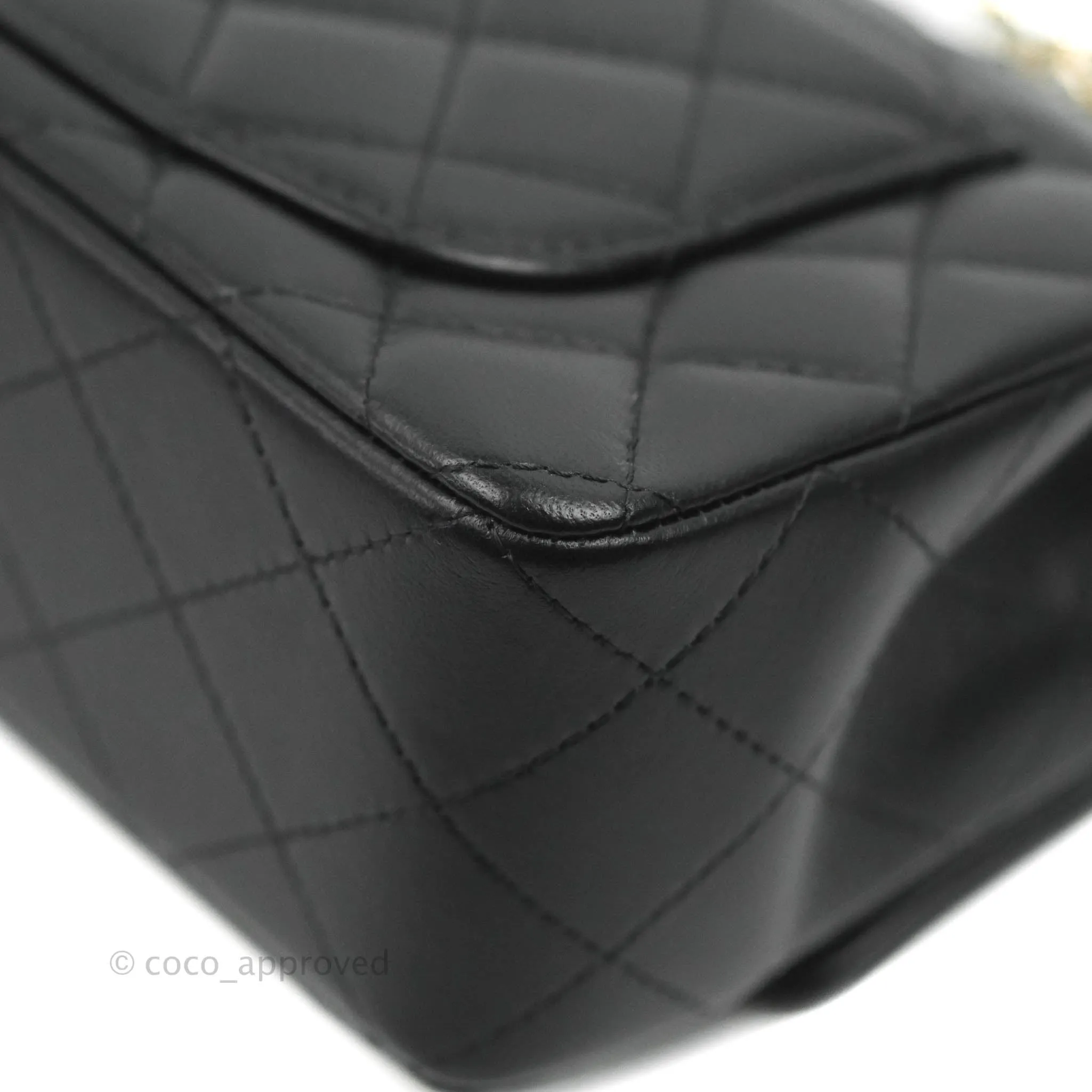 Chanel Top Handle Mini Rectangular Flap Bag Black Lambskin Gold Hardware