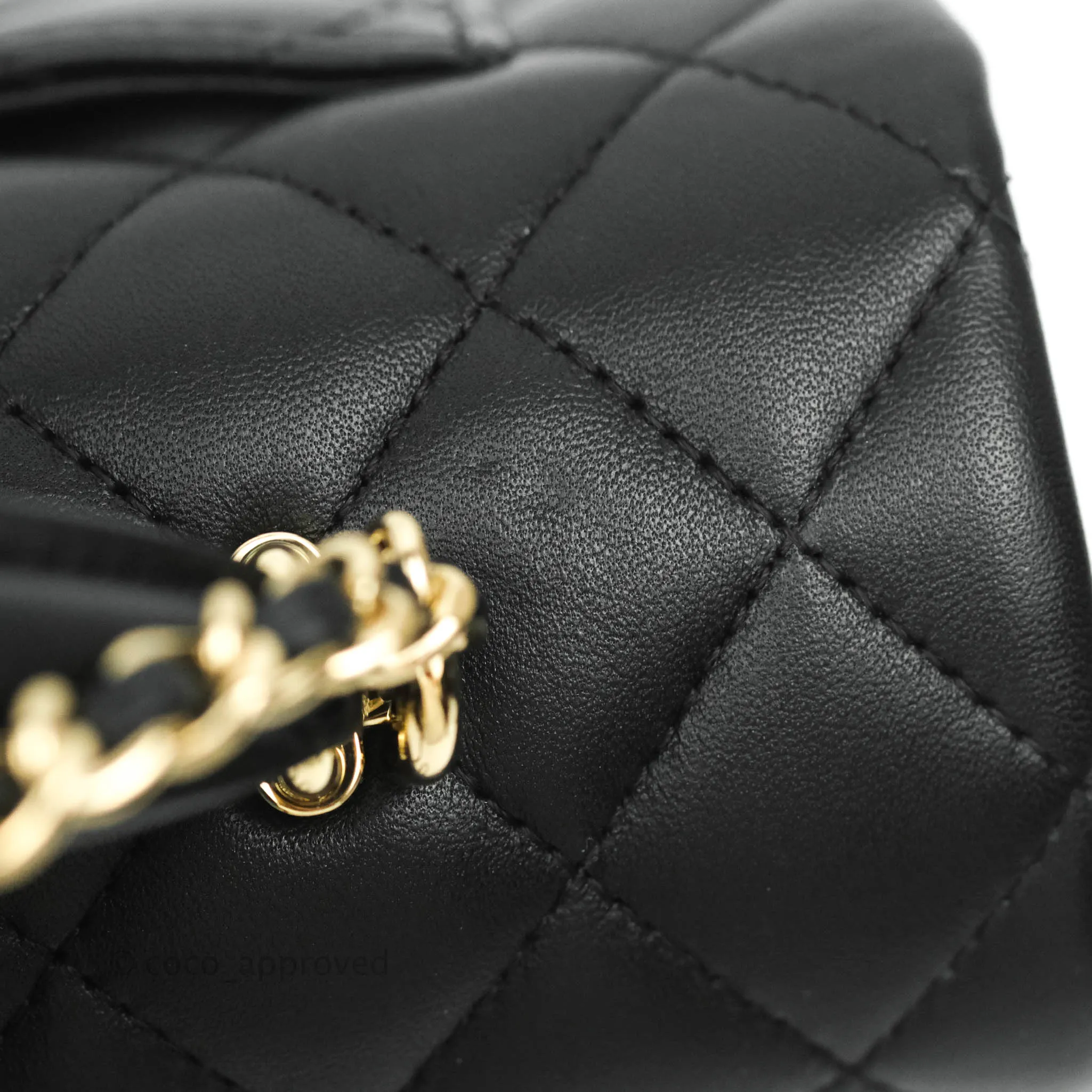 Chanel Top Handle Mini Rectangular Flap Bag Black Lambskin Gold Hardware