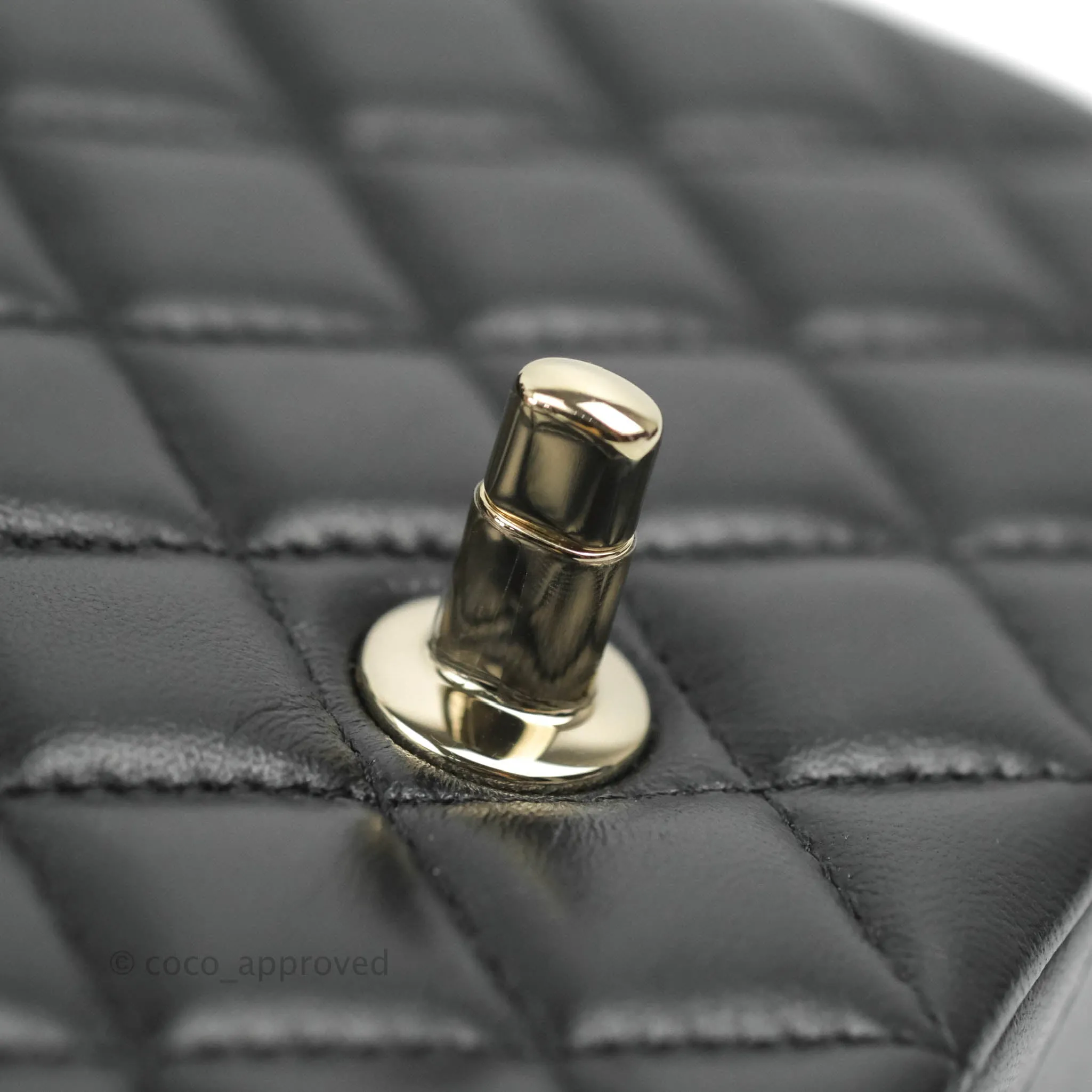 Chanel Top Handle Mini Rectangular Flap Bag Black Lambskin Gold Hardware