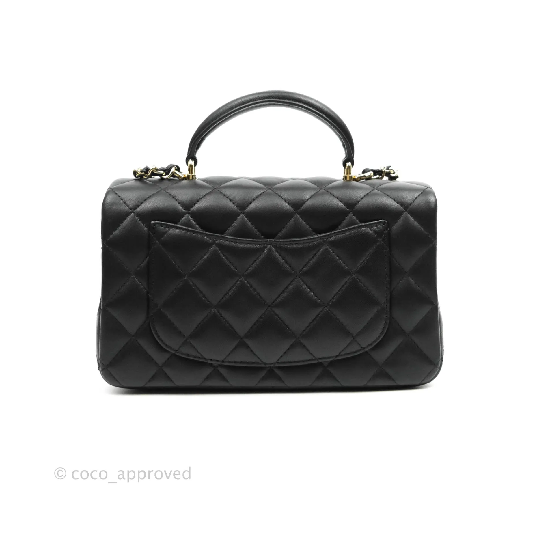Chanel Top Handle Mini Rectangular Flap Bag Black Lambskin Gold Hardware