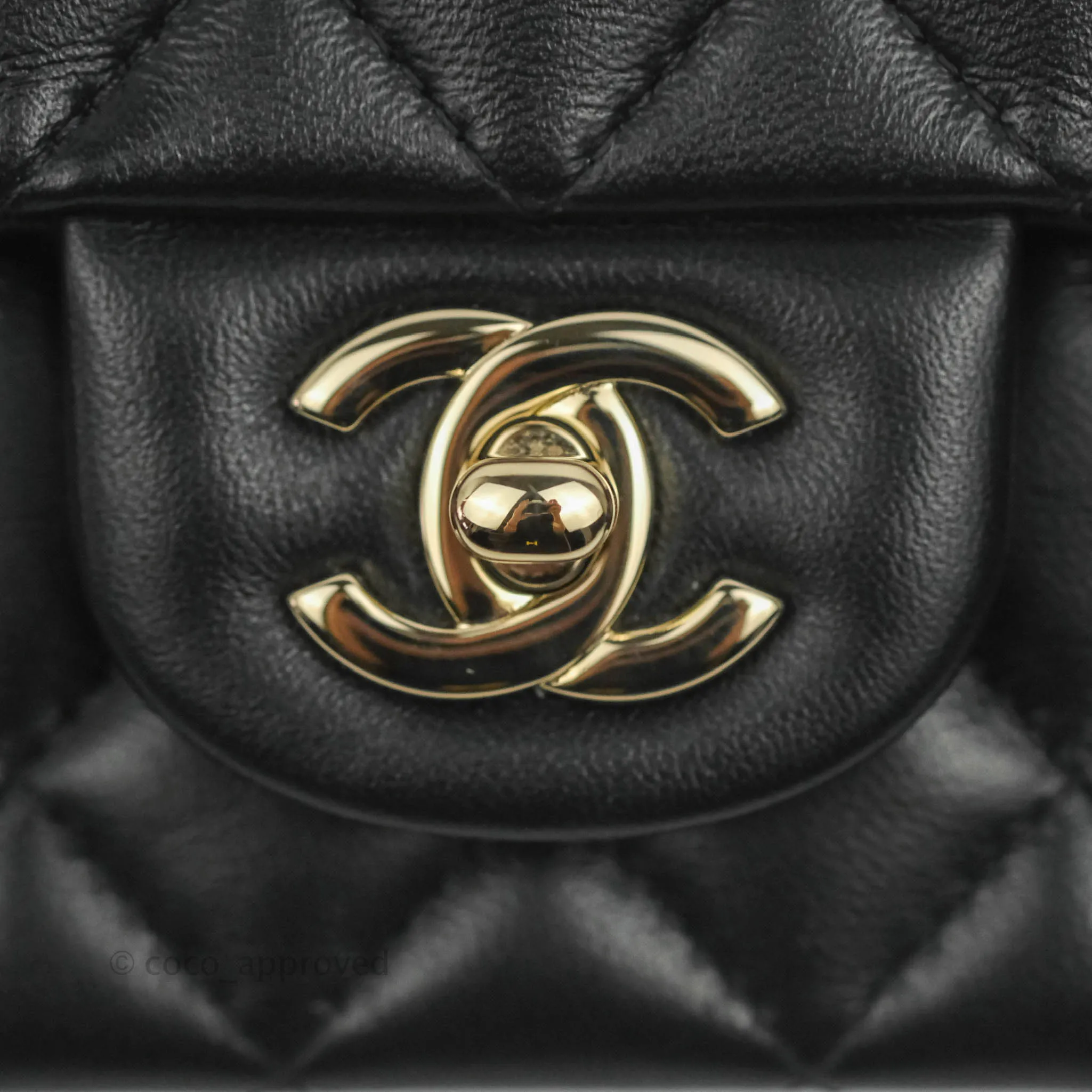 Chanel Top Handle Mini Rectangular Flap Bag Black Lambskin Gold Hardware