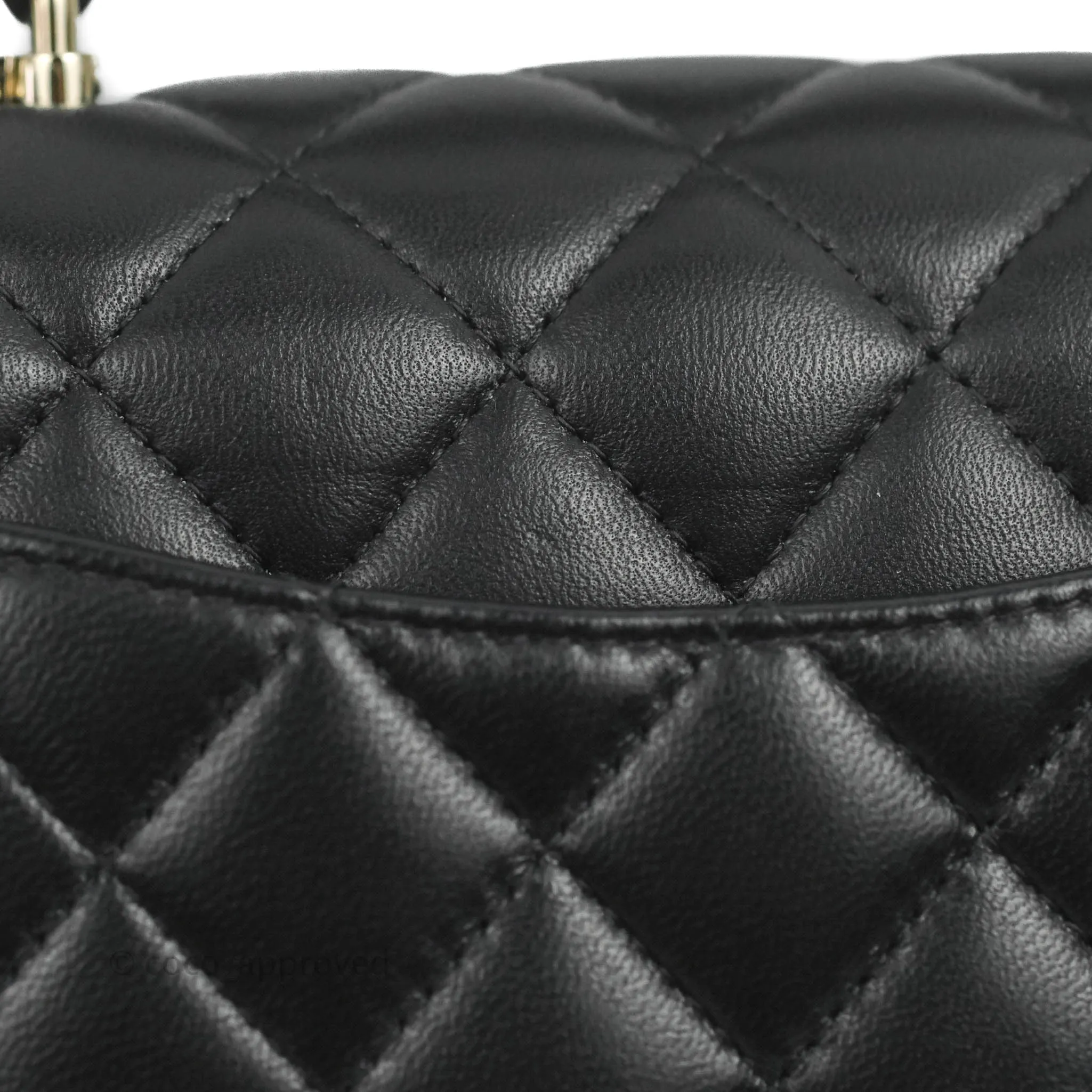 Chanel Top Handle Mini Rectangular Flap Bag Black Lambskin Gold Hardware