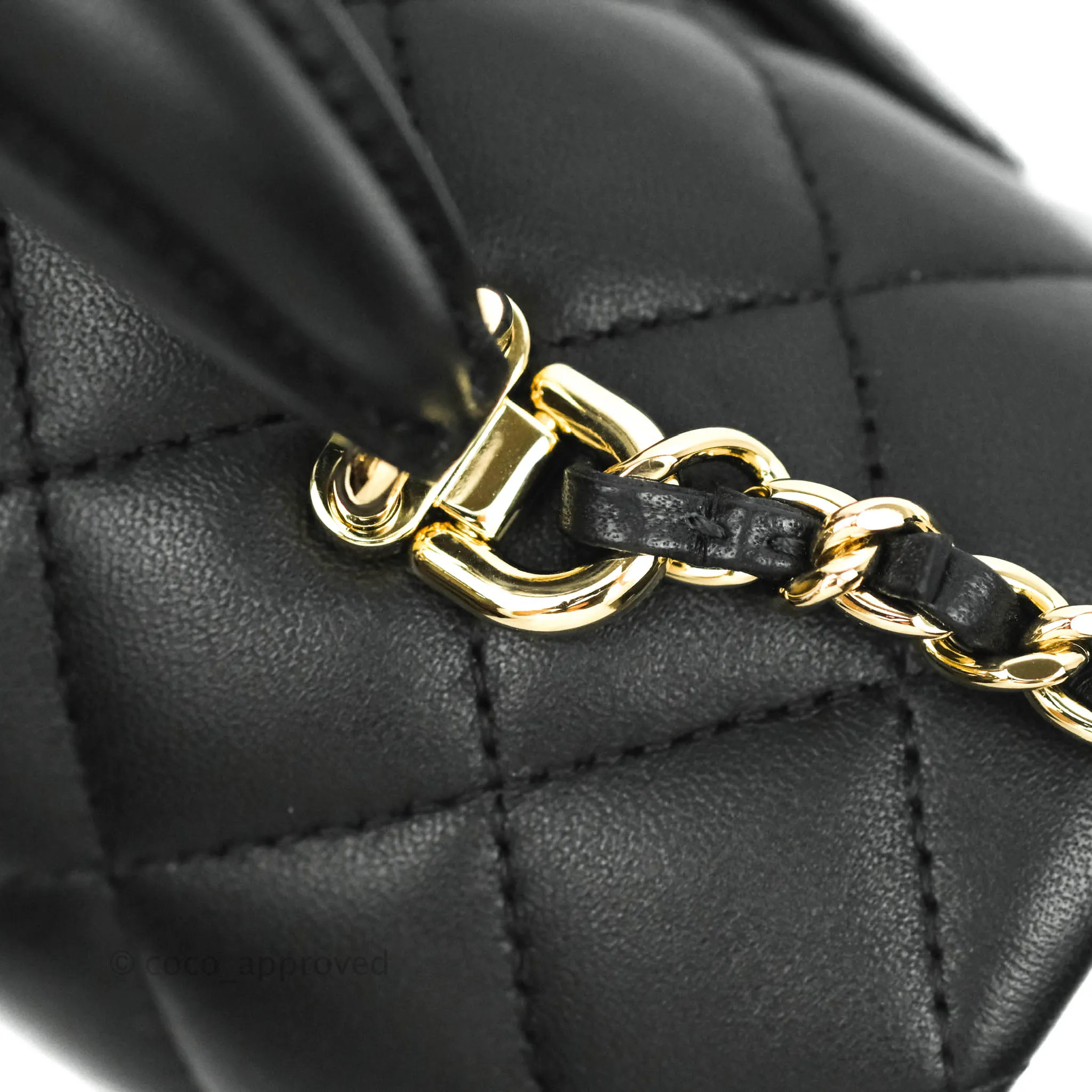 Chanel Top Handle Mini Rectangular Flap Bag Black Lambskin Gold Hardware