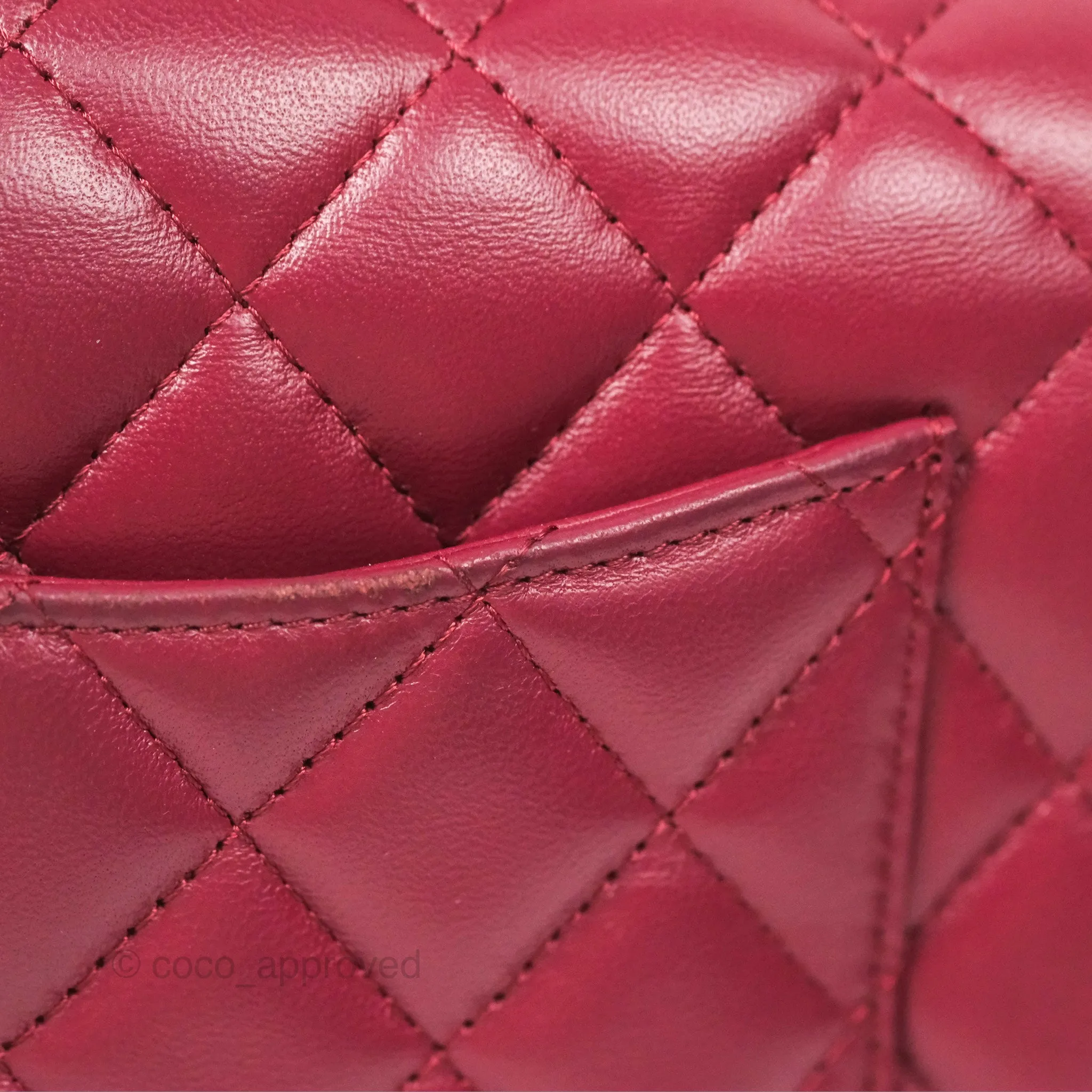 Chanel Top Handle Mini Rectangular Flap Bag Burgundy Red Lambskin Gold Hardware