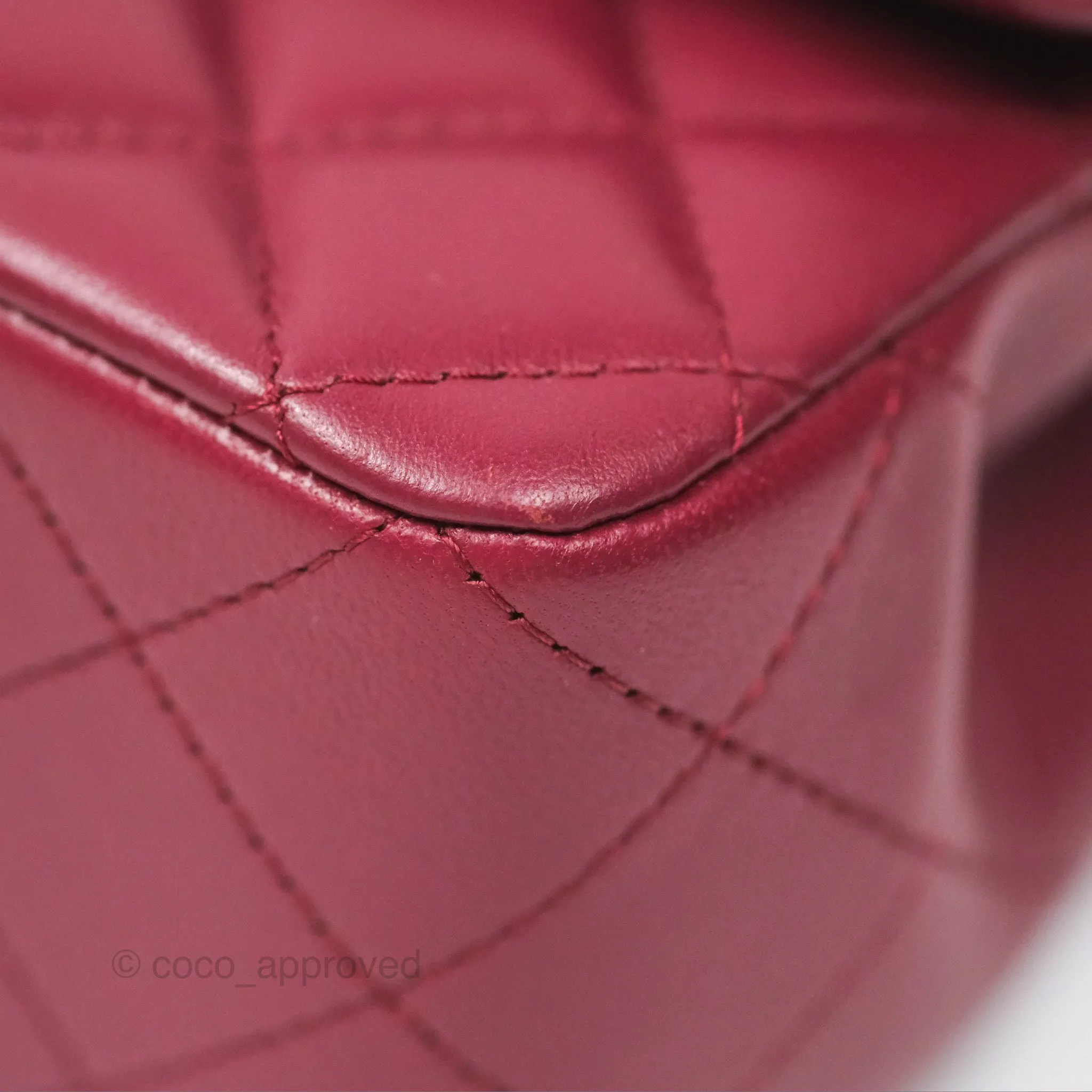 Chanel Top Handle Mini Rectangular Flap Bag Burgundy Red Lambskin Gold Hardware