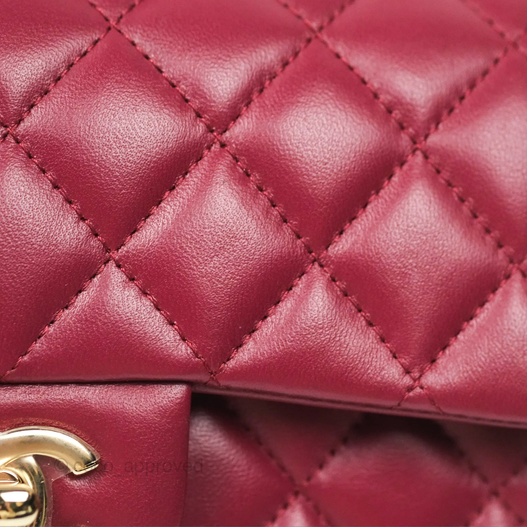 Chanel Top Handle Mini Rectangular Flap Bag Burgundy Red Lambskin Gold Hardware