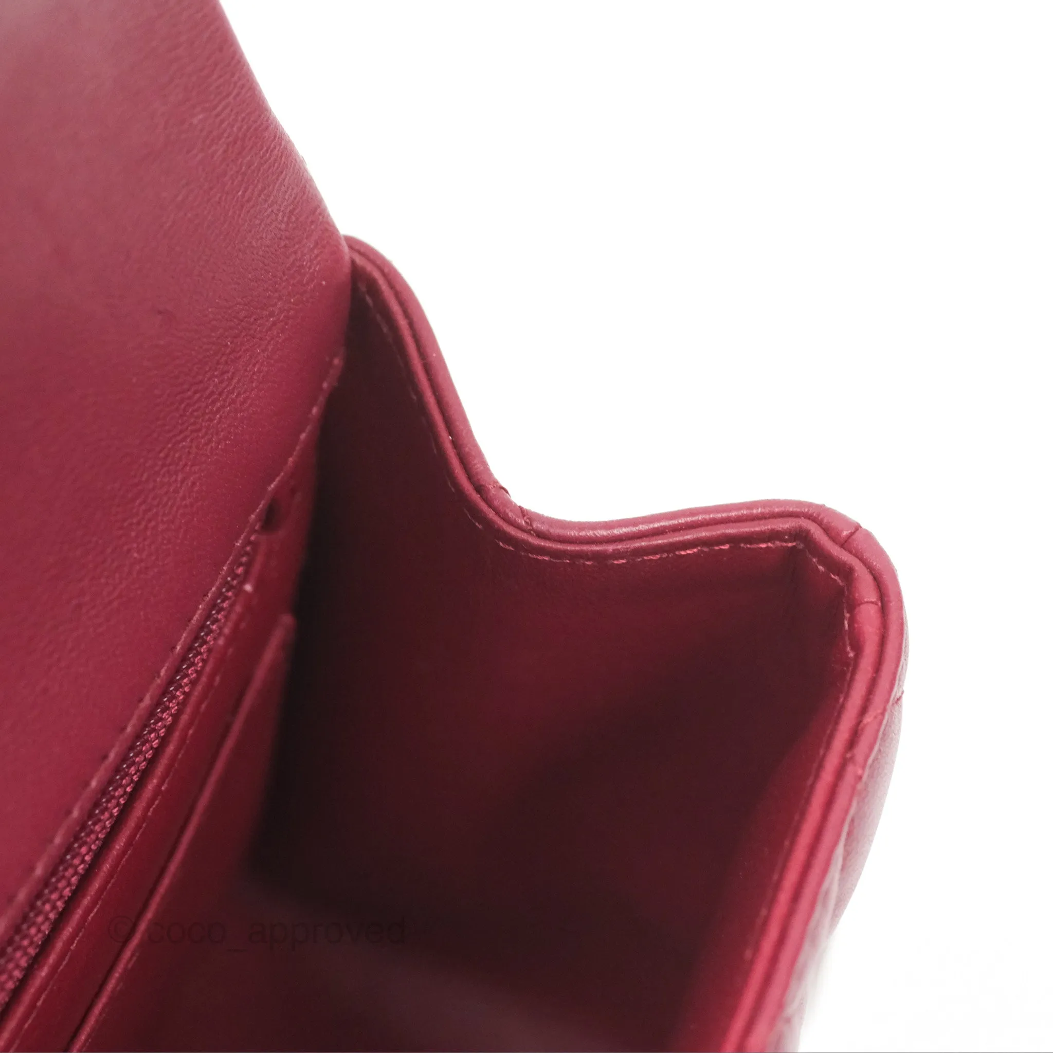 Chanel Top Handle Mini Rectangular Flap Bag Burgundy Red Lambskin Gold Hardware