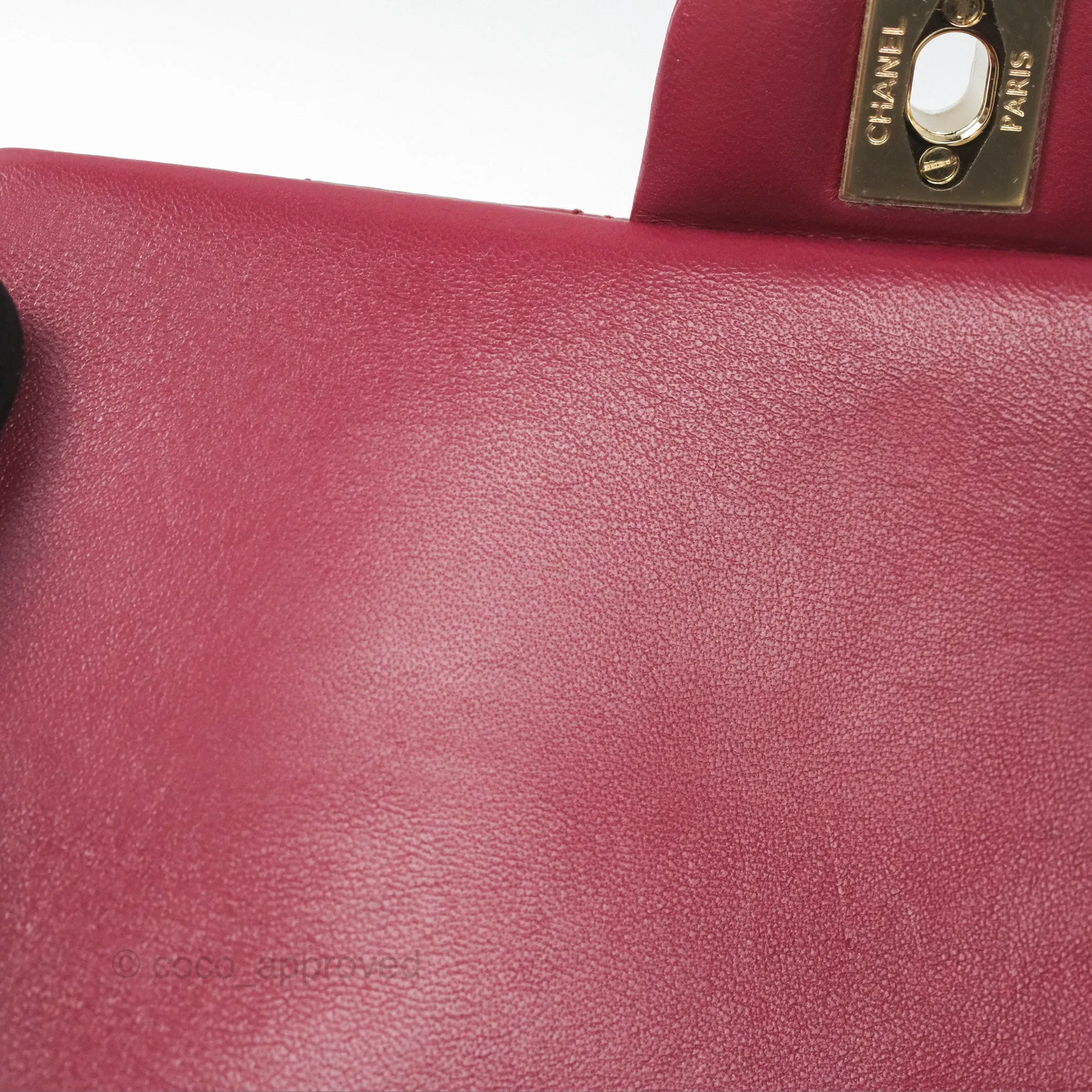 Chanel Top Handle Mini Rectangular Flap Bag Burgundy Red Lambskin Gold Hardware