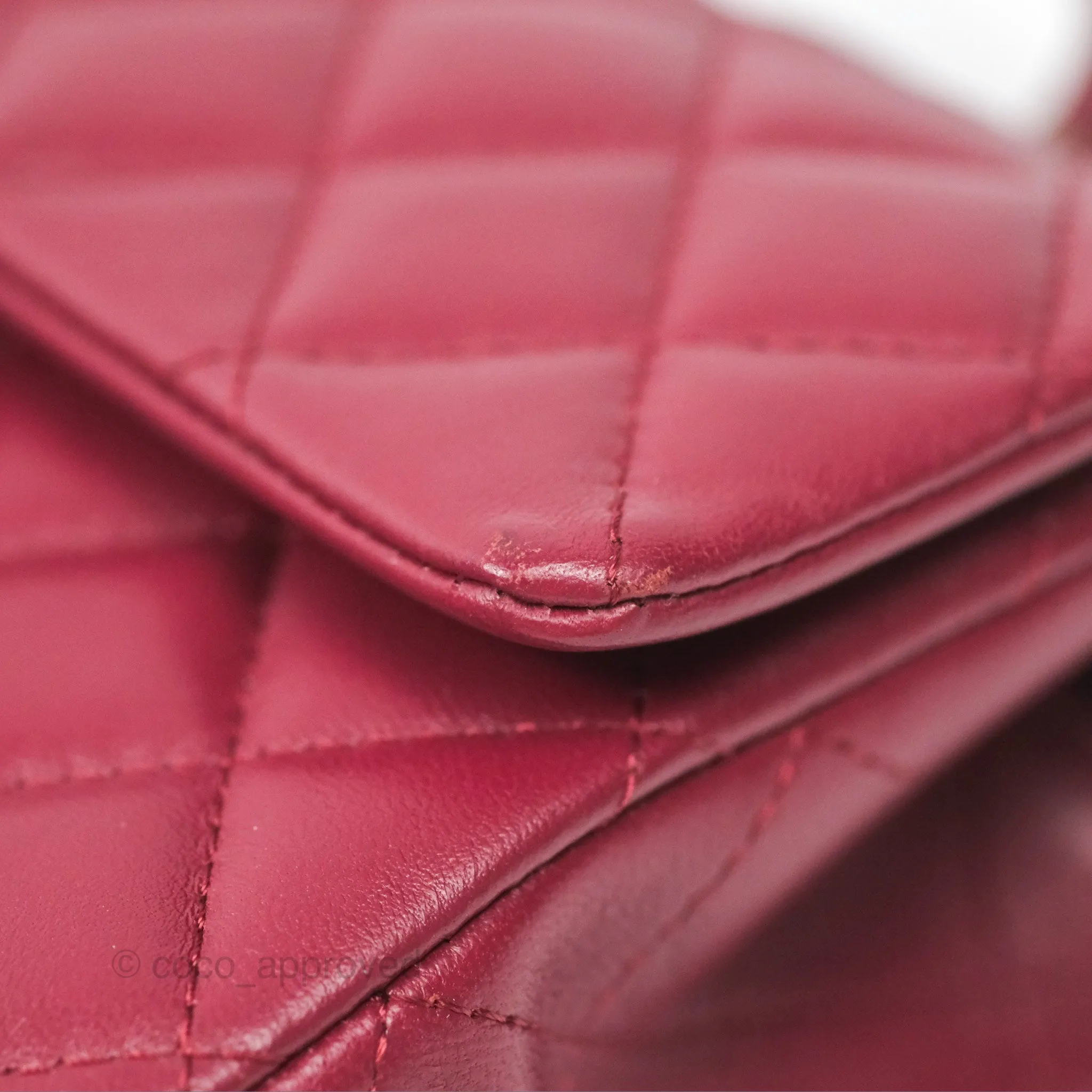 Chanel Top Handle Mini Rectangular Flap Bag Burgundy Red Lambskin Gold Hardware