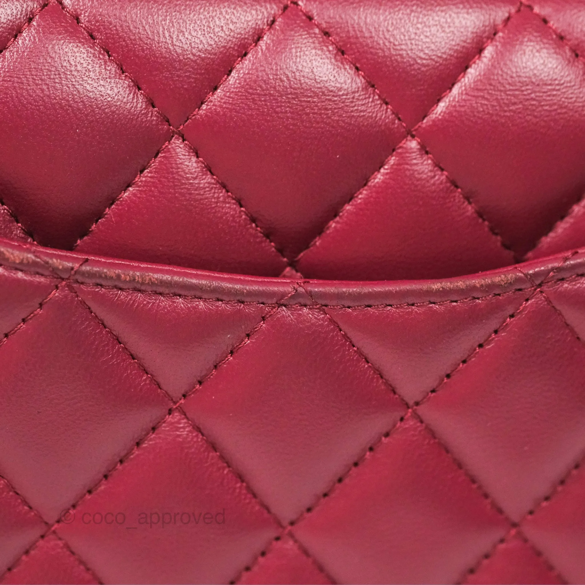 Chanel Top Handle Mini Rectangular Flap Bag Burgundy Red Lambskin Gold Hardware