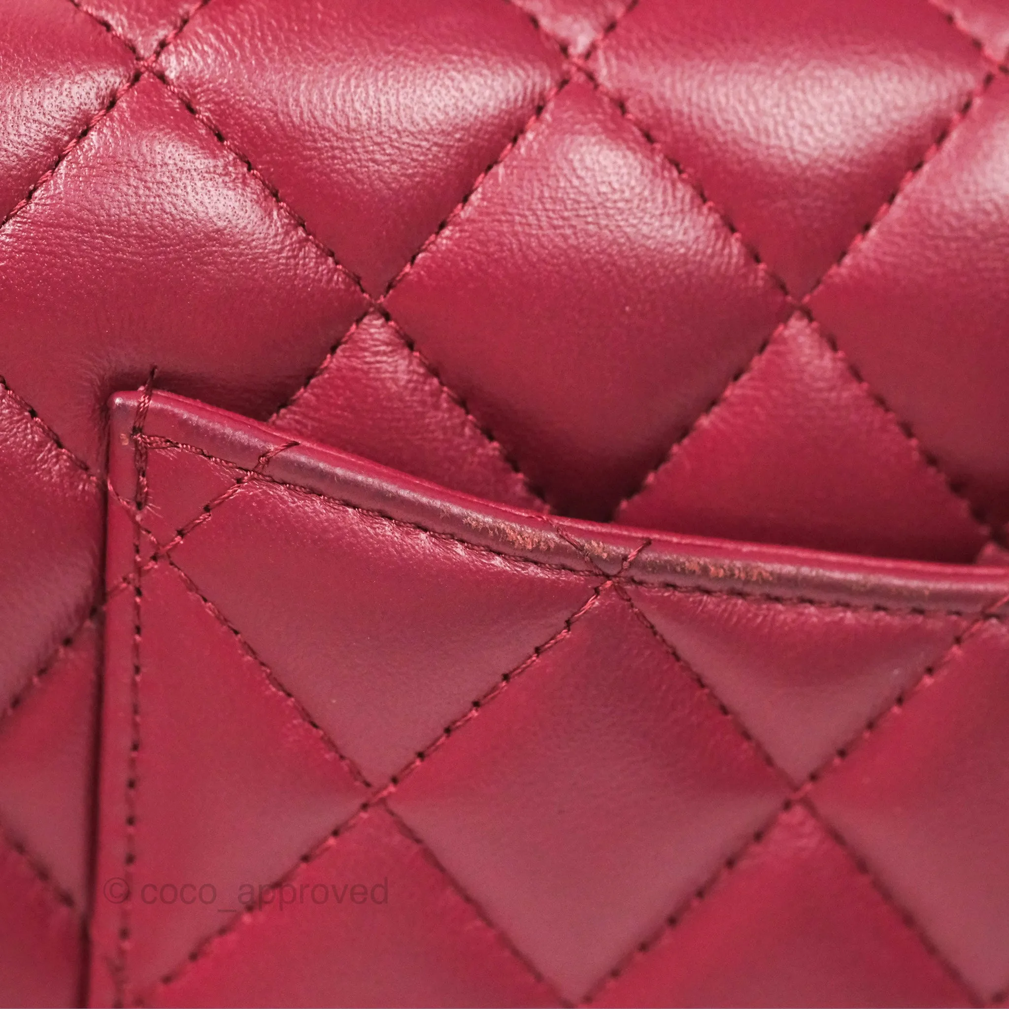 Chanel Top Handle Mini Rectangular Flap Bag Burgundy Red Lambskin Gold Hardware
