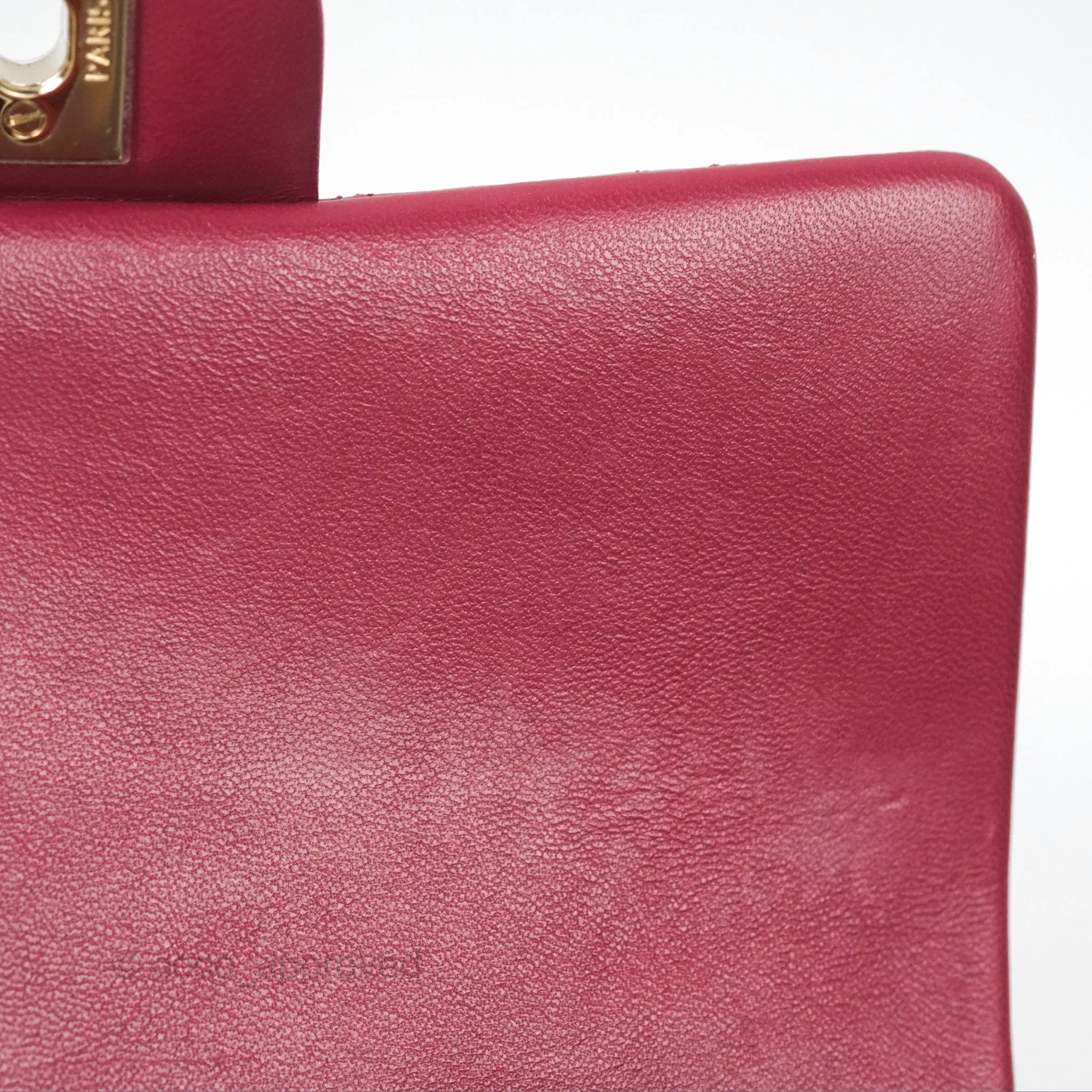 Chanel Top Handle Mini Rectangular Flap Bag Burgundy Red Lambskin Gold Hardware