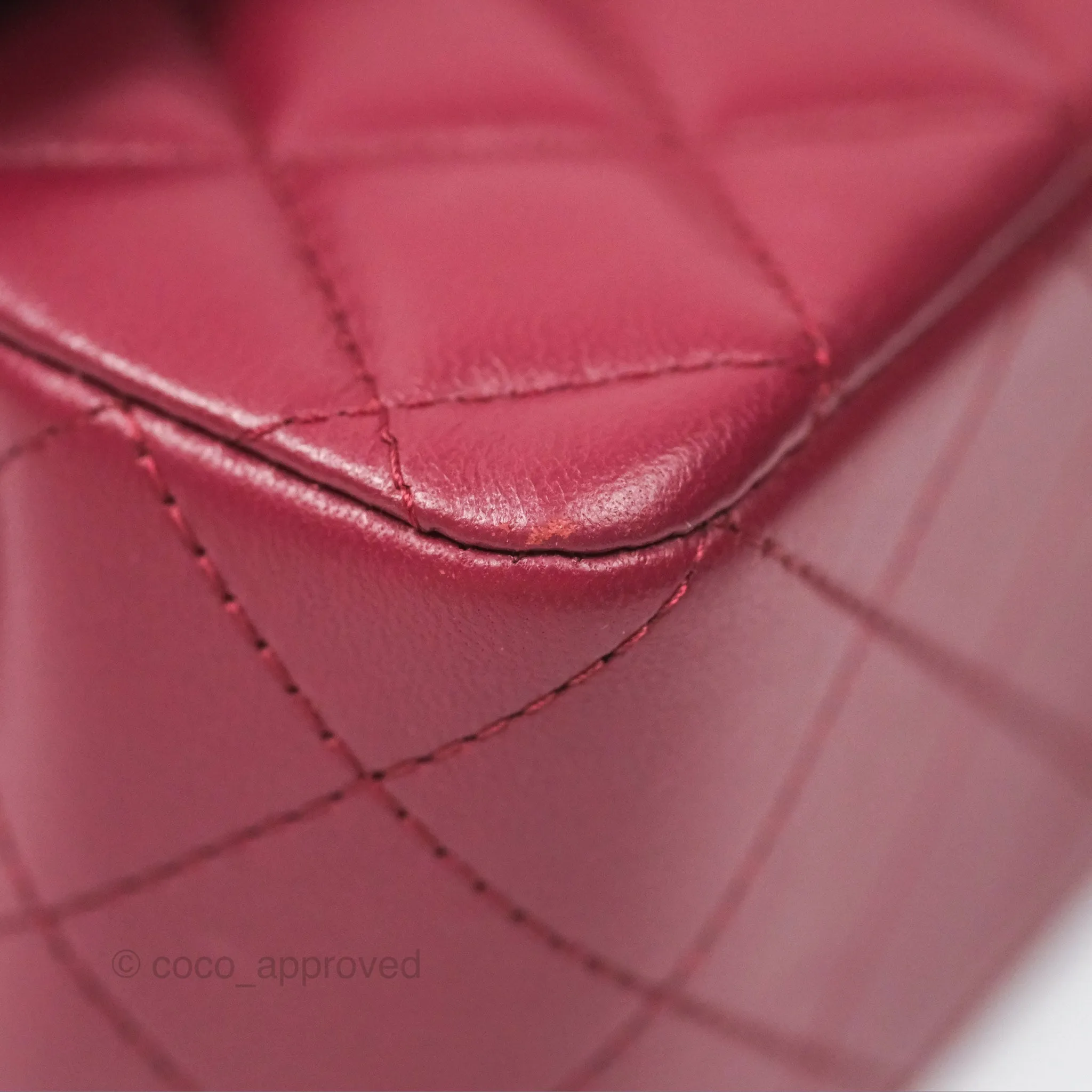 Chanel Top Handle Mini Rectangular Flap Bag Burgundy Red Lambskin Gold Hardware