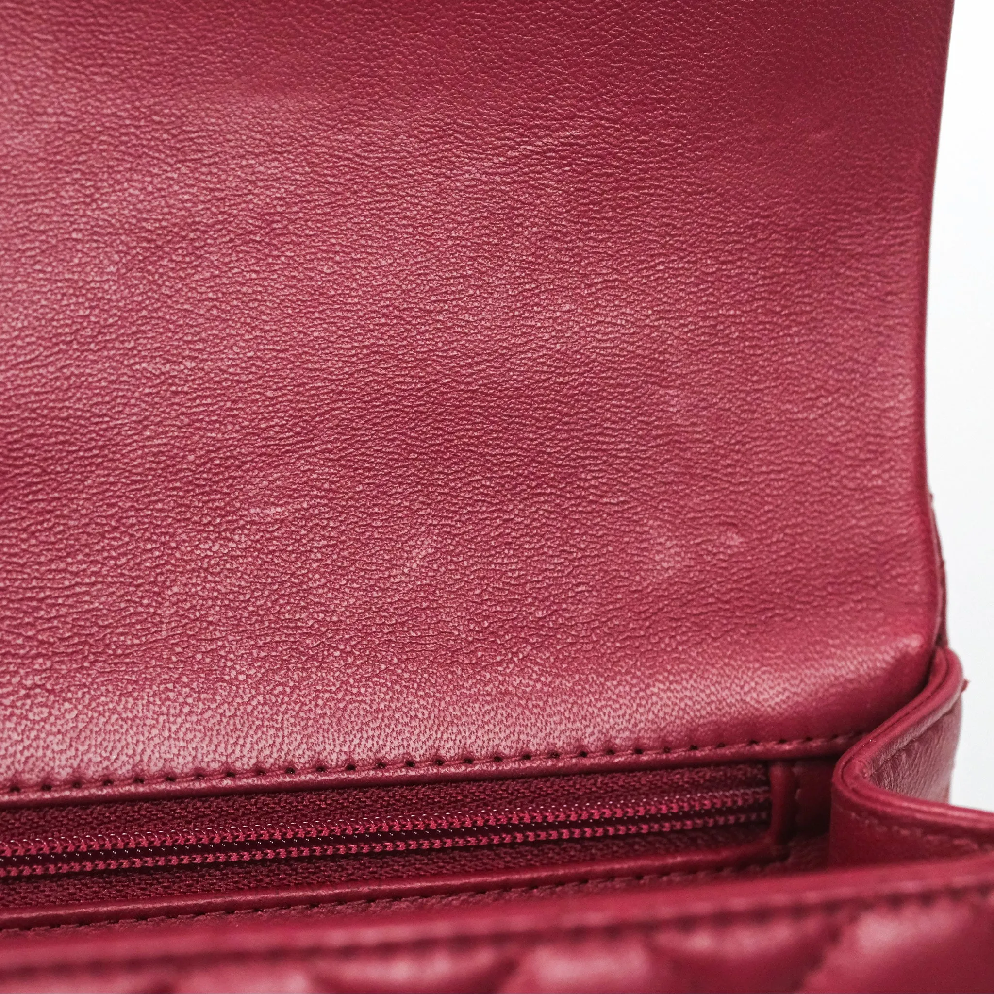 Chanel Top Handle Mini Rectangular Flap Bag Burgundy Red Lambskin Gold Hardware