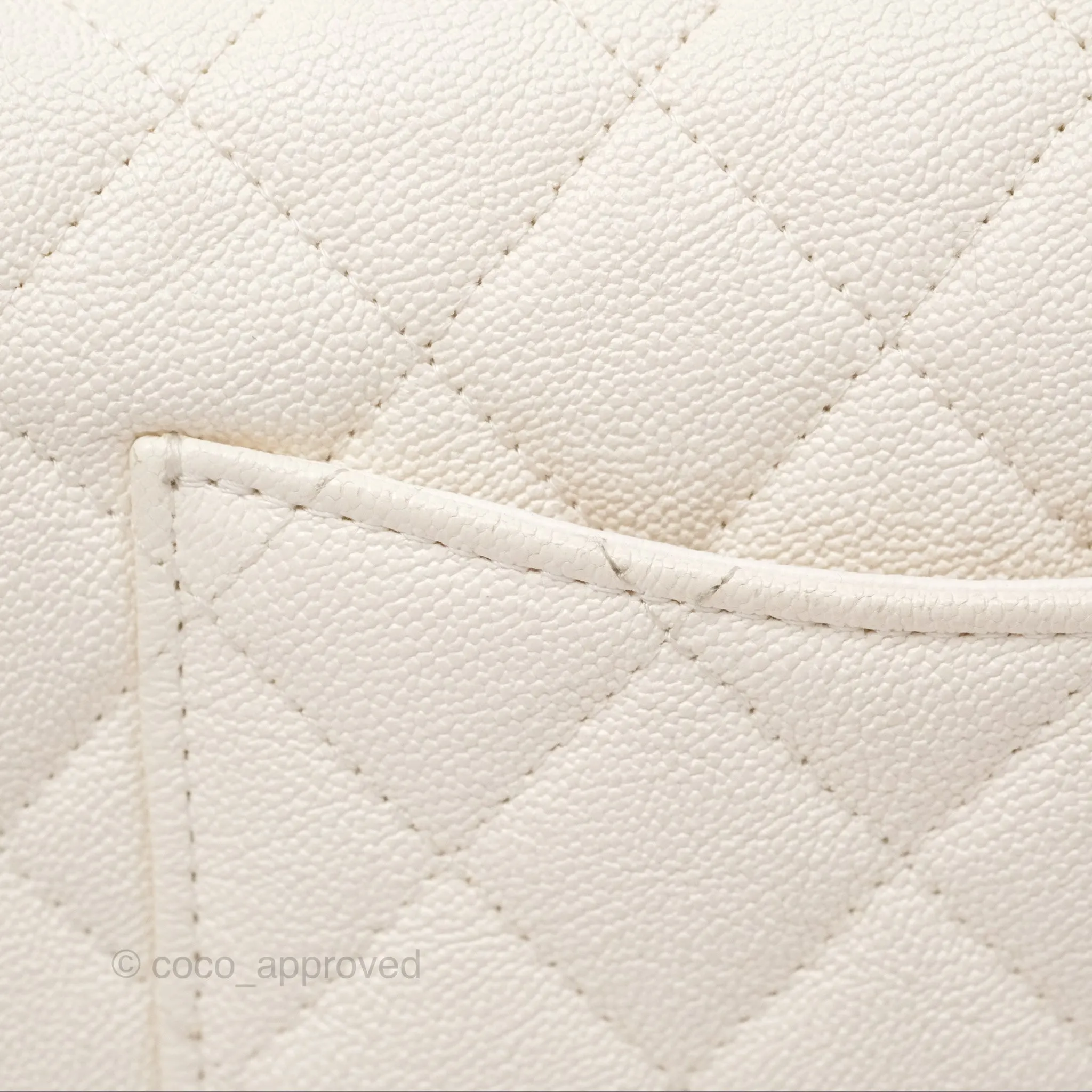 Chanel Top Handle Mini Rectangular Flap Bag Ivory White Caviar Aged Gold Hardware