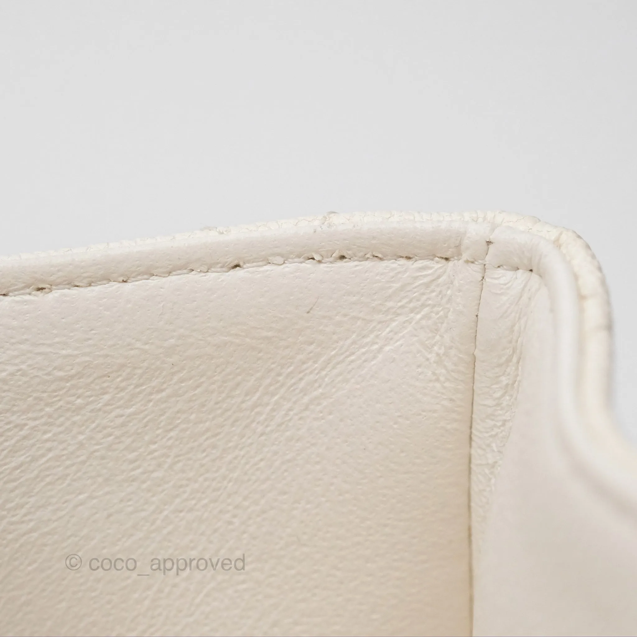 Chanel Top Handle Mini Rectangular Flap Bag Ivory White Caviar Aged Gold Hardware