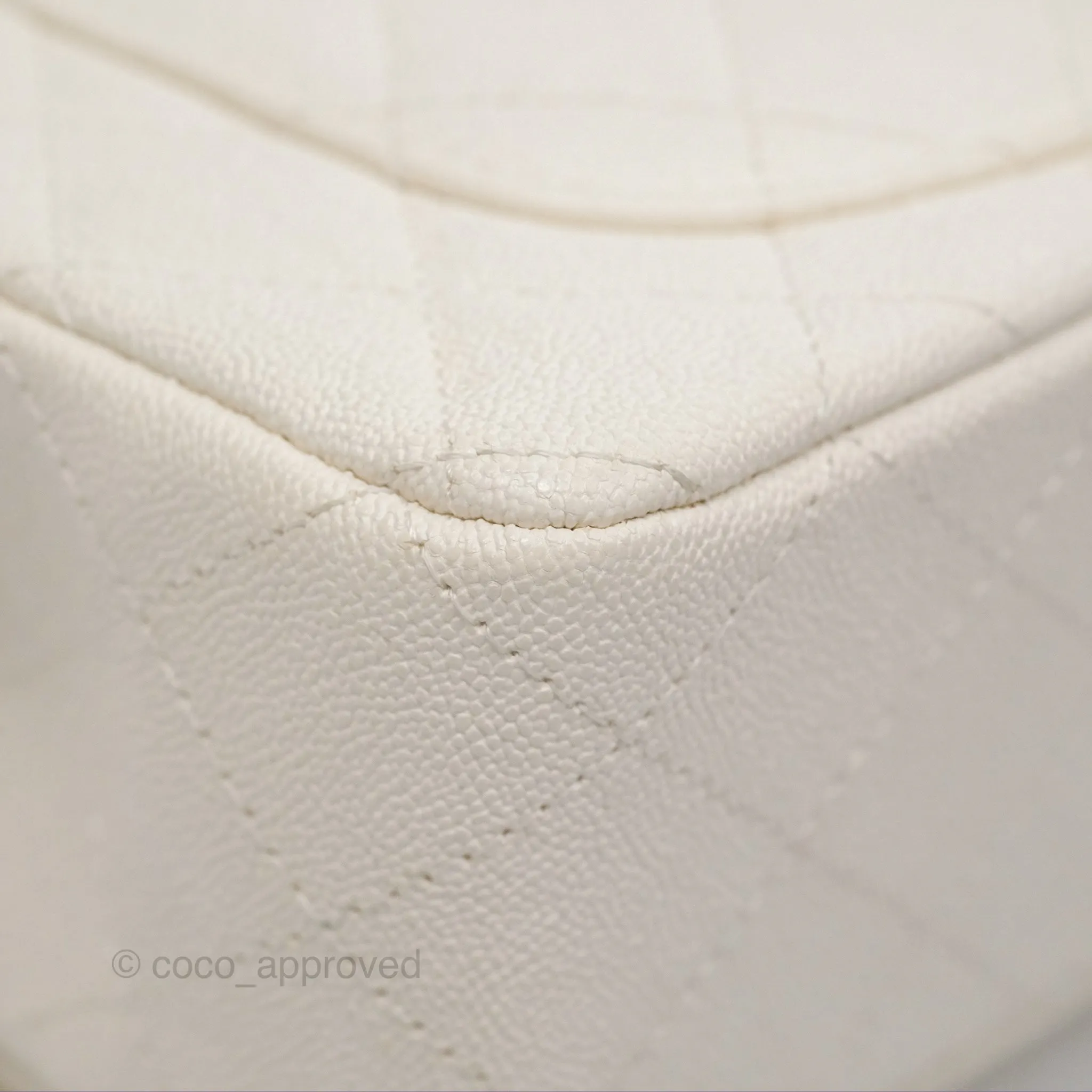 Chanel Top Handle Mini Rectangular Flap Bag Ivory White Caviar Aged Gold Hardware